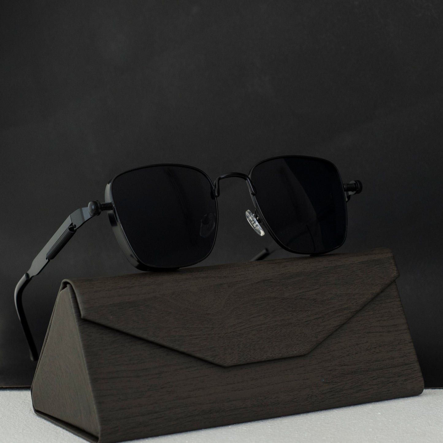 Classic Style Solid Color Ac Square Full Frame Men's Sunglasses