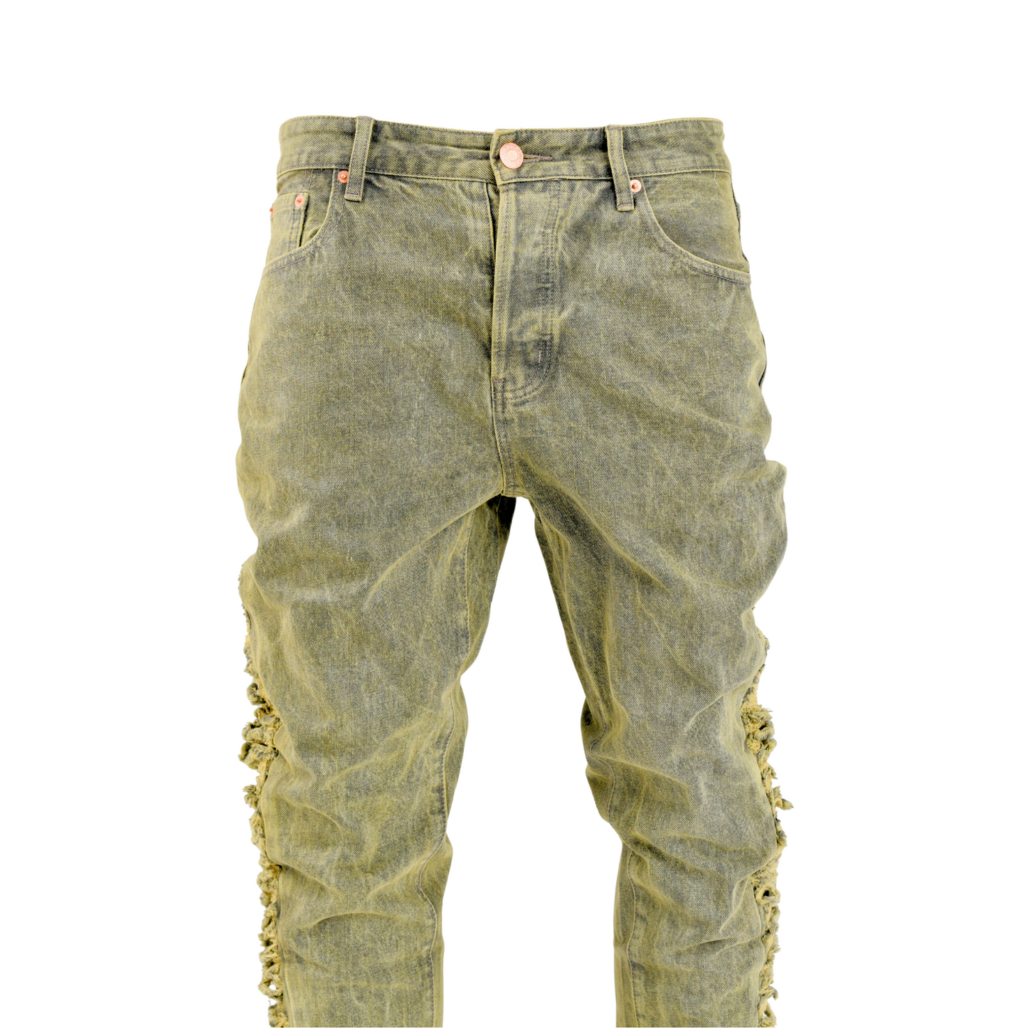 Olive Edge Shredded Side Denim