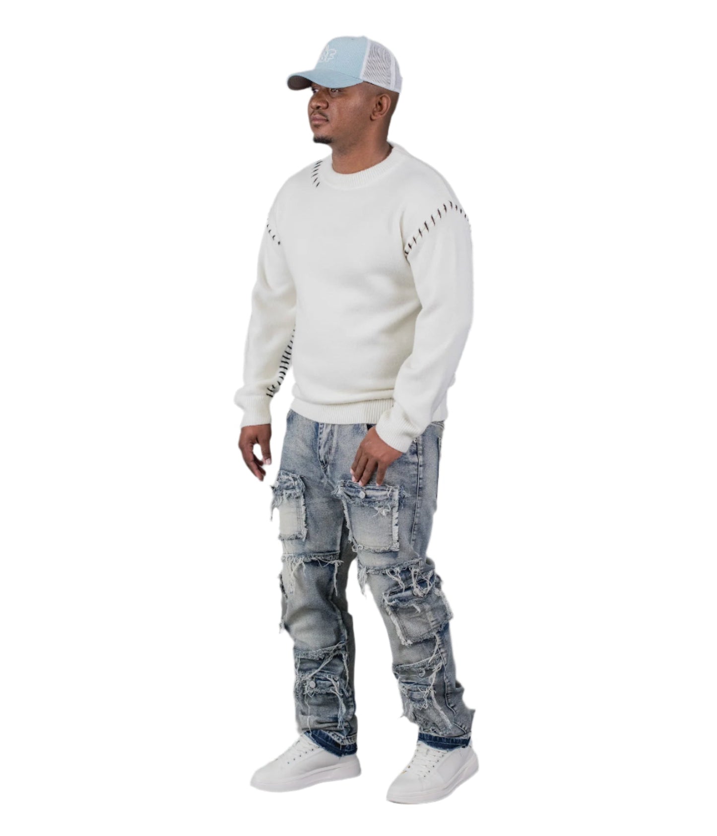 Rogue Heavy-Distress Multi-Pocket Denim