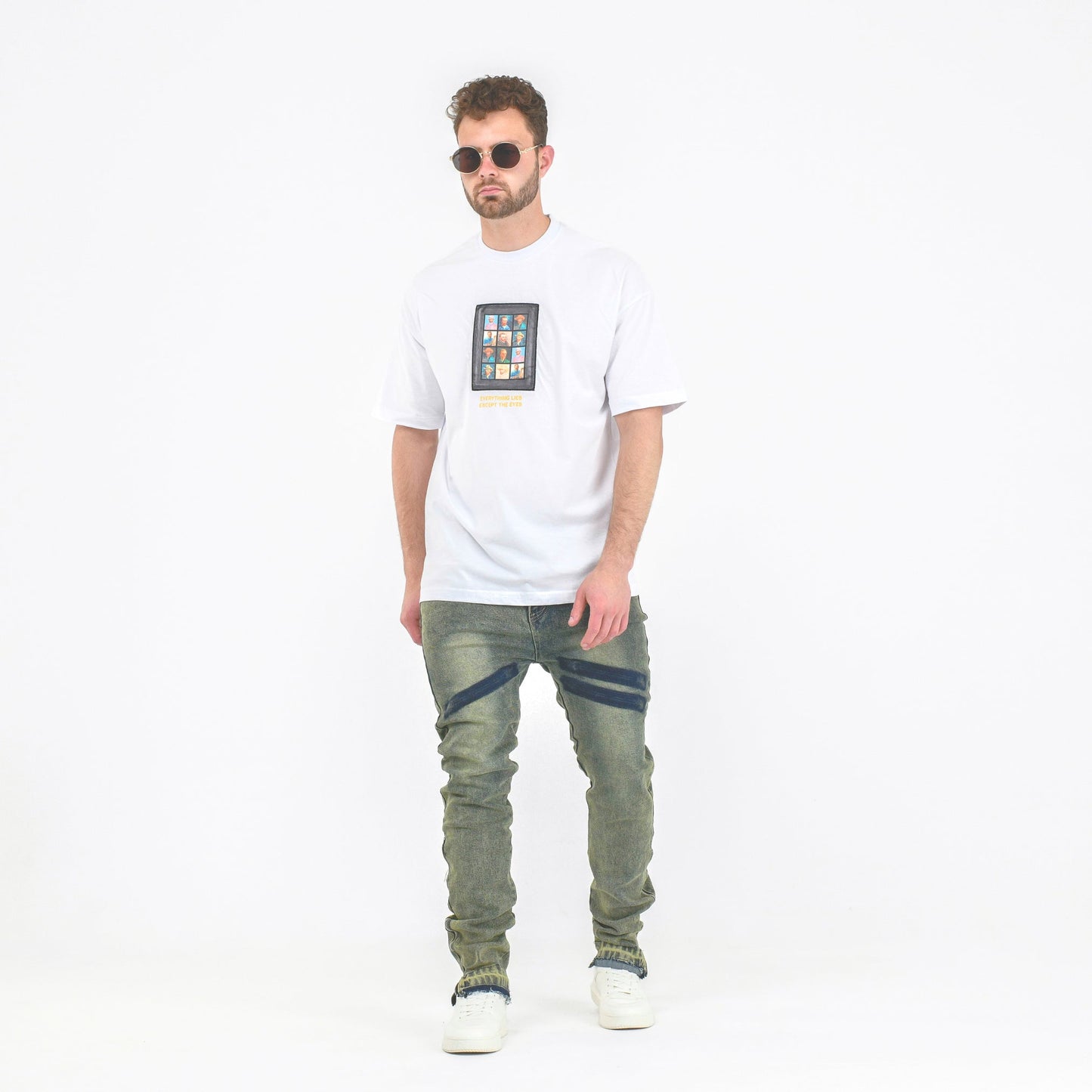 Men’s Acid Wash Moto-Zip Stacked Skinny Jean