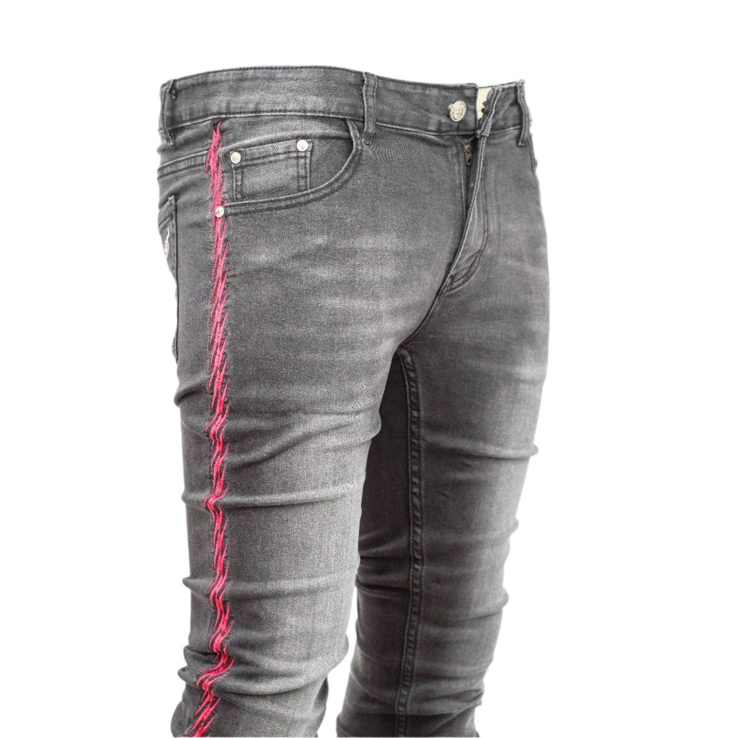 Men’s Distressed Side stripe Grey Skinny Jeans