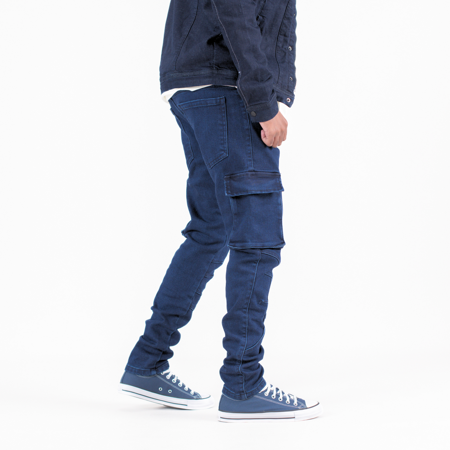 Men’s Deep Indigo Utility Slim Fit Cargo Jeans