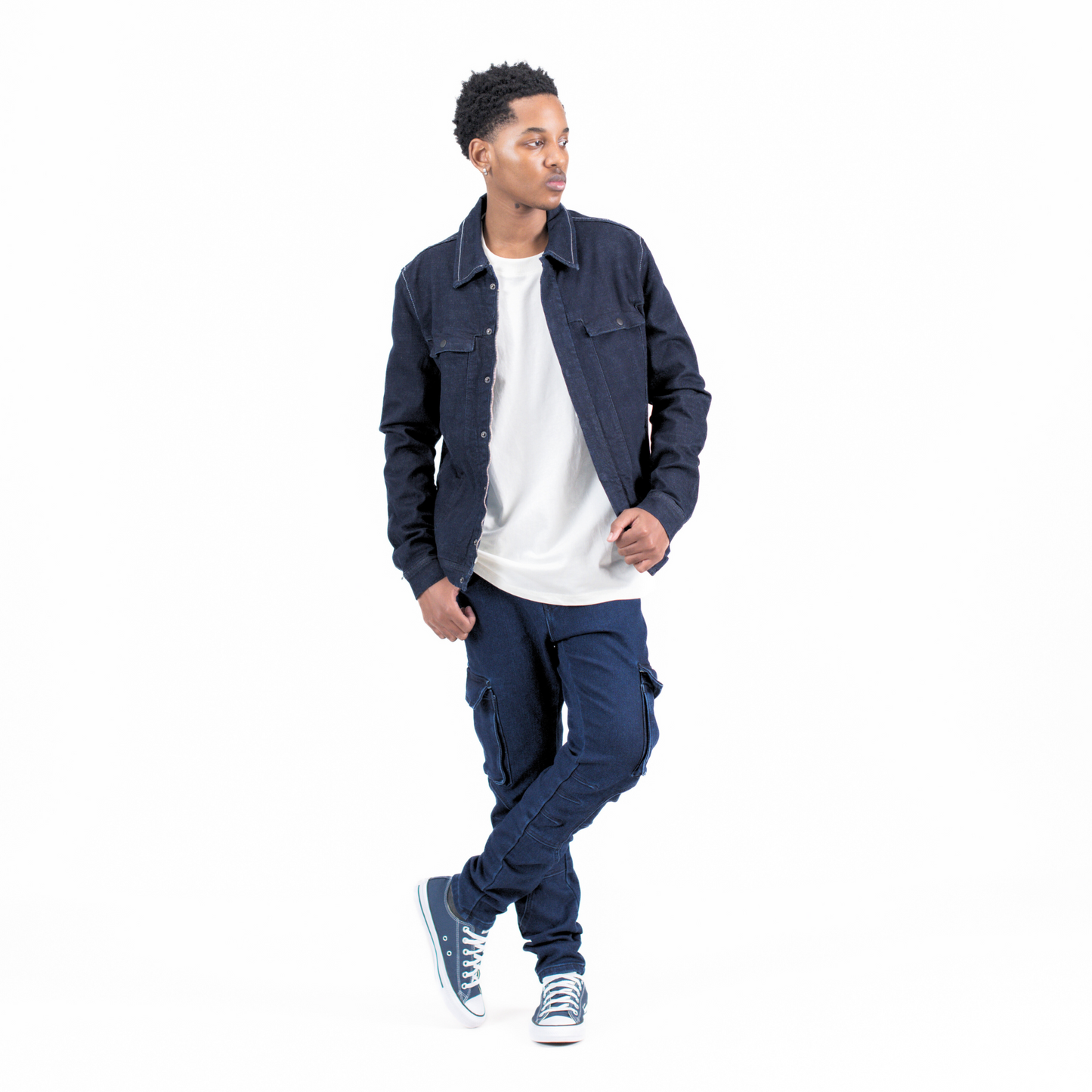 Men’s Deep Indigo Utility Slim Fit Cargo Jeans