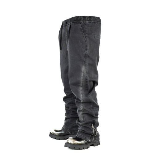 Dark Washed Denim Joggers with Ankle Zipper