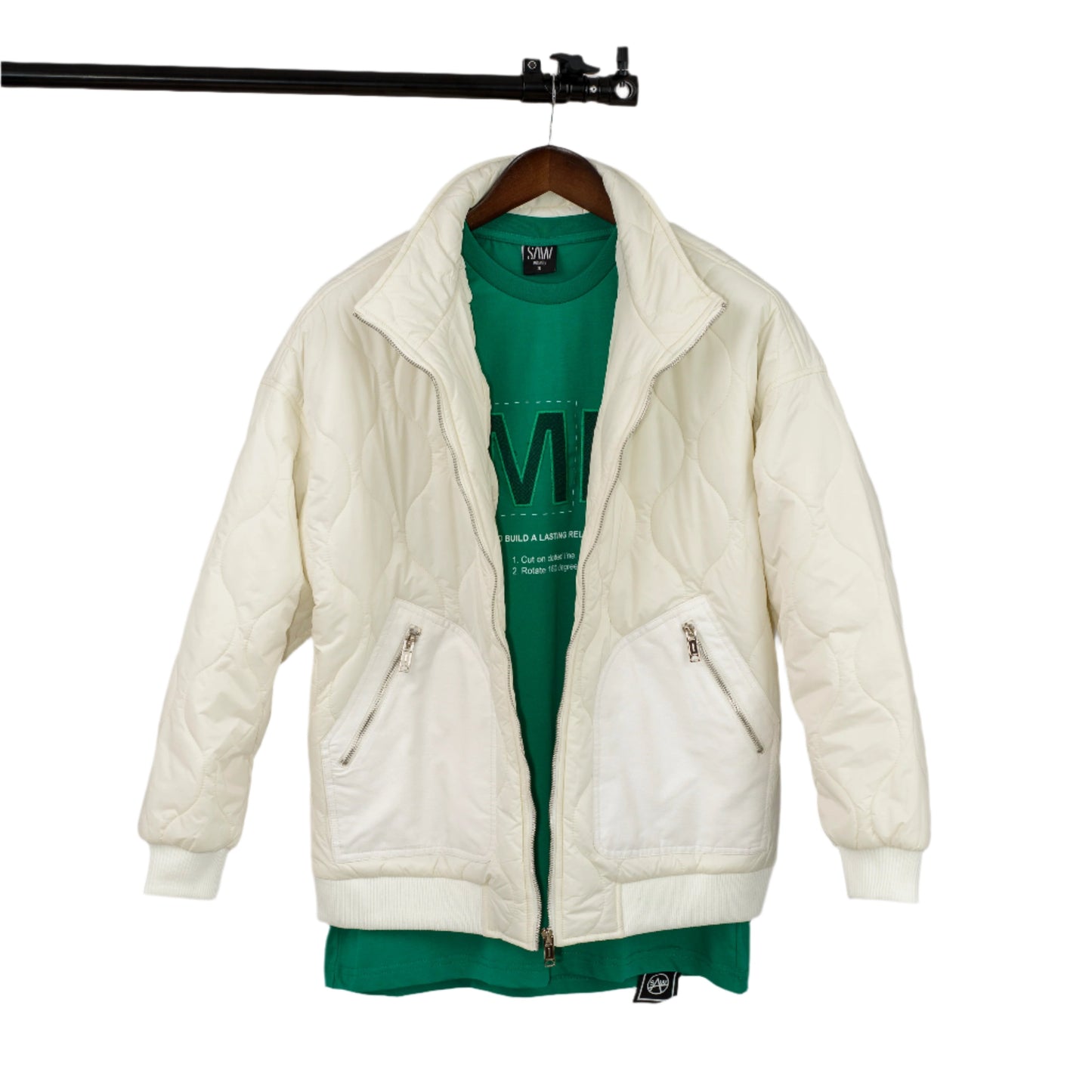 Unisex Bomber Varsity Diamond Quilted Full Zip Jacket.