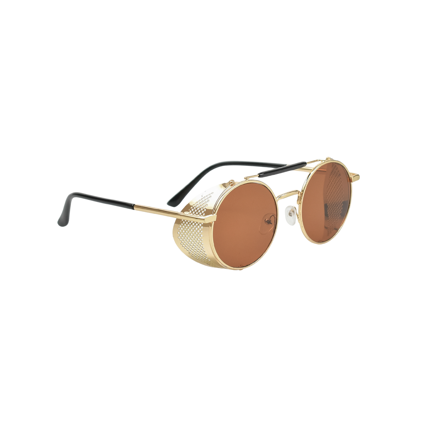 Retro Steampunk Side-Shield Round Sunglasses