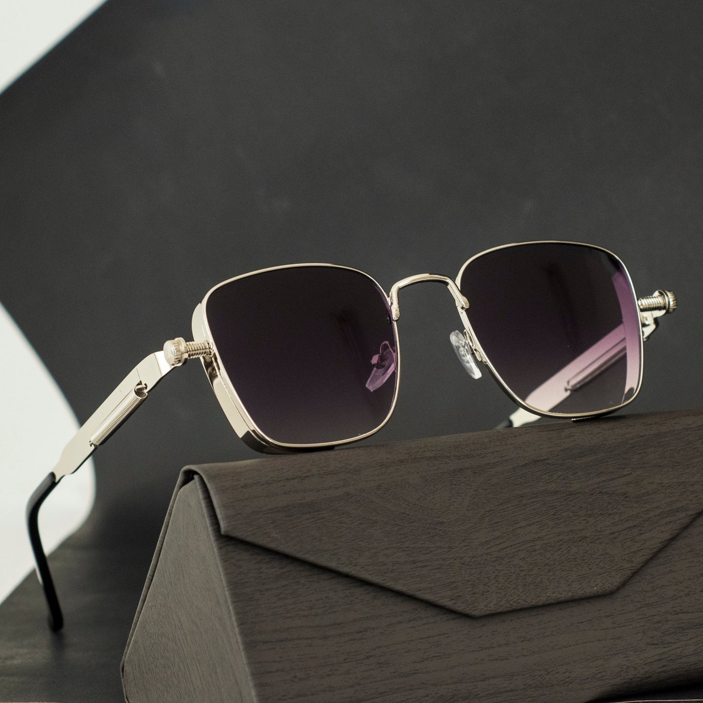 Classic Style Solid Color Ac Square Full Frame Men's Sunglasses