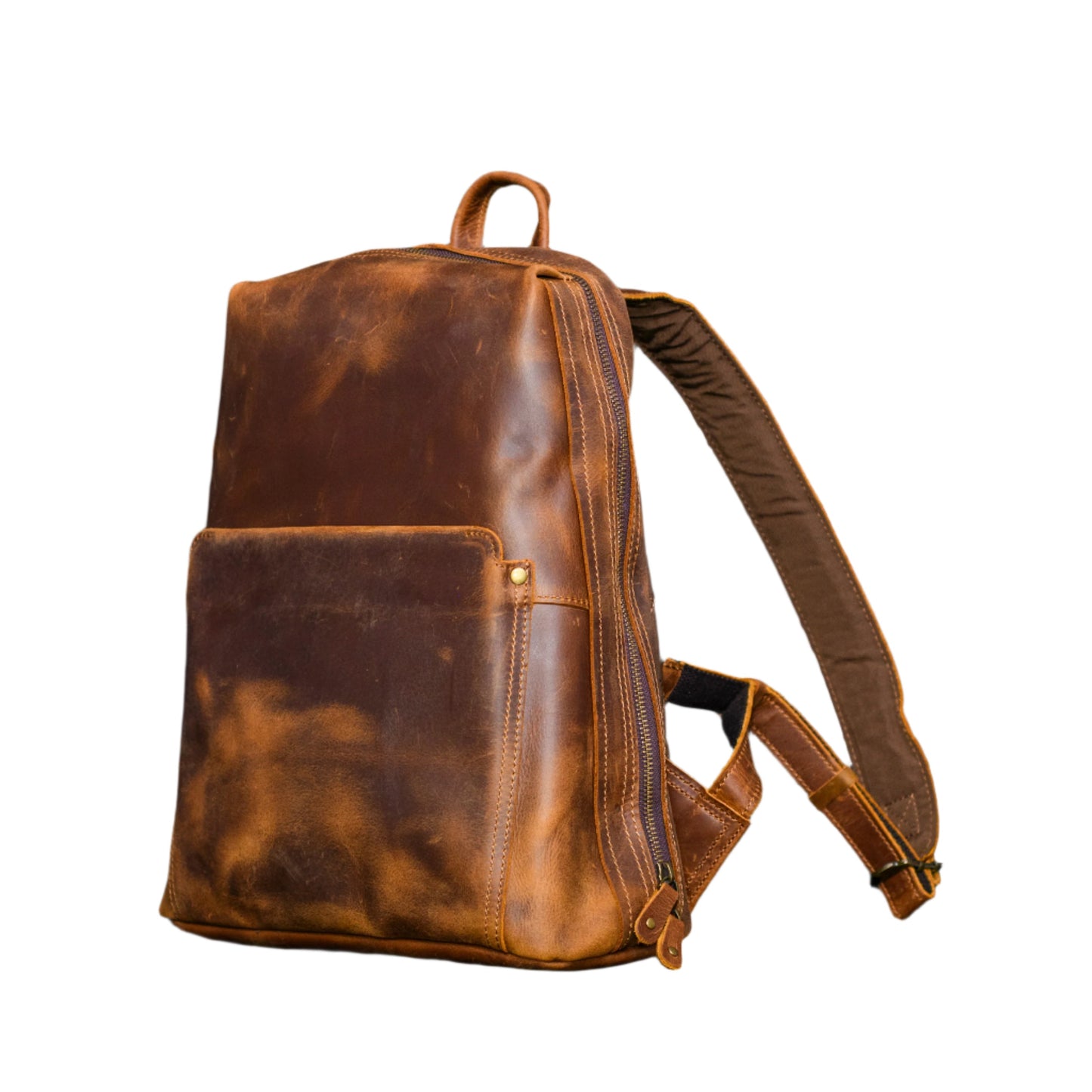 Vintage Style Leather Laptop Backpack