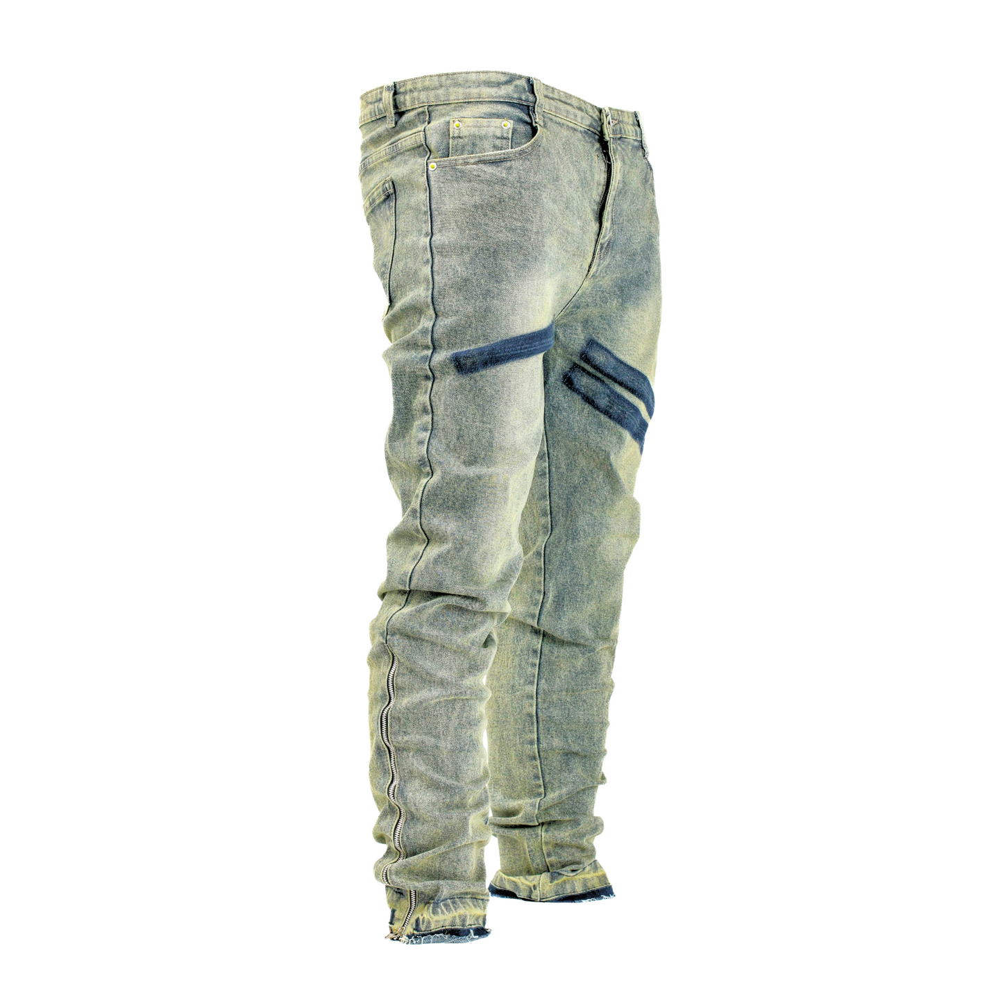 Men’s Acid Wash Moto-Zip Stacked Skinny Jean