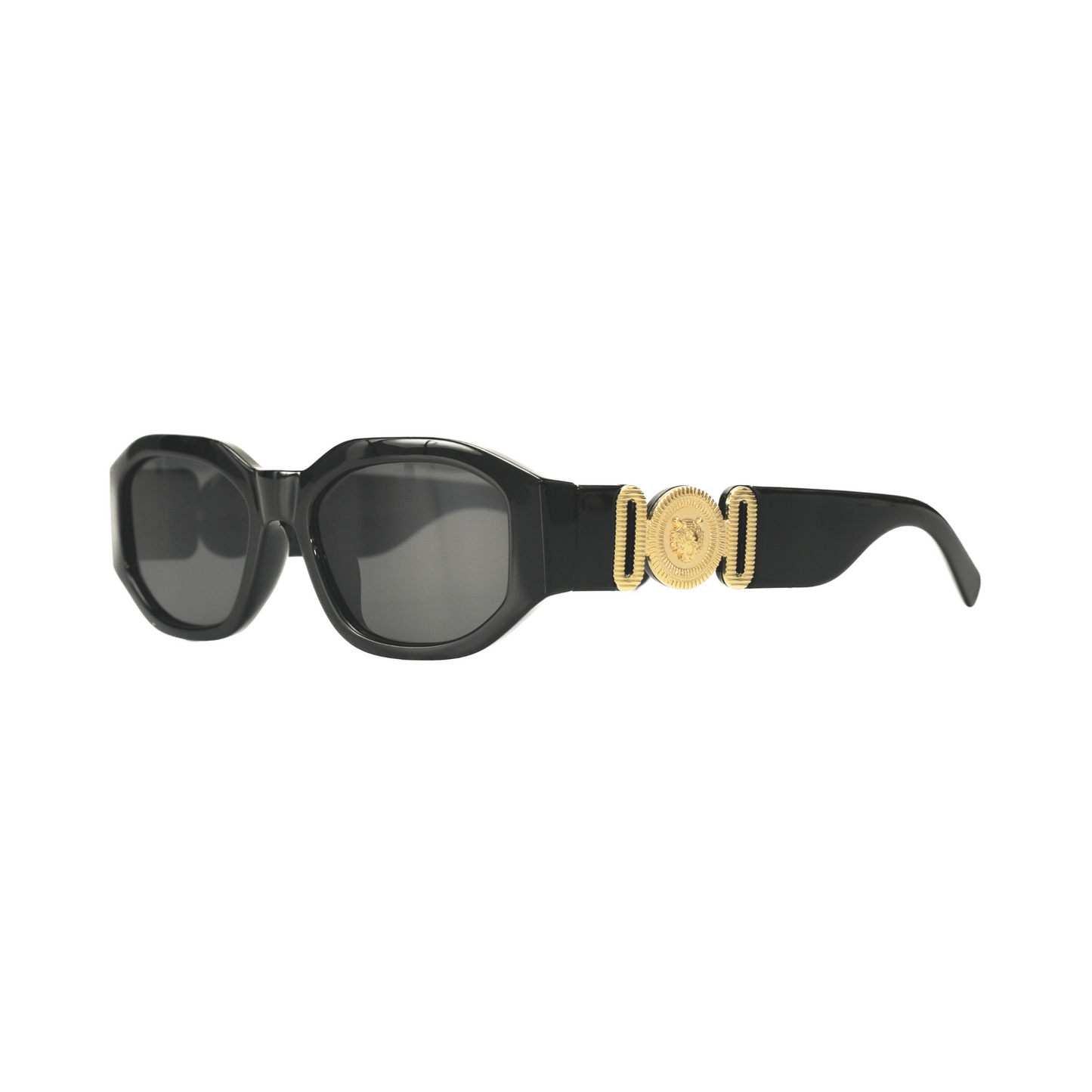 Luxe Medallion Retro Black Sunglasses