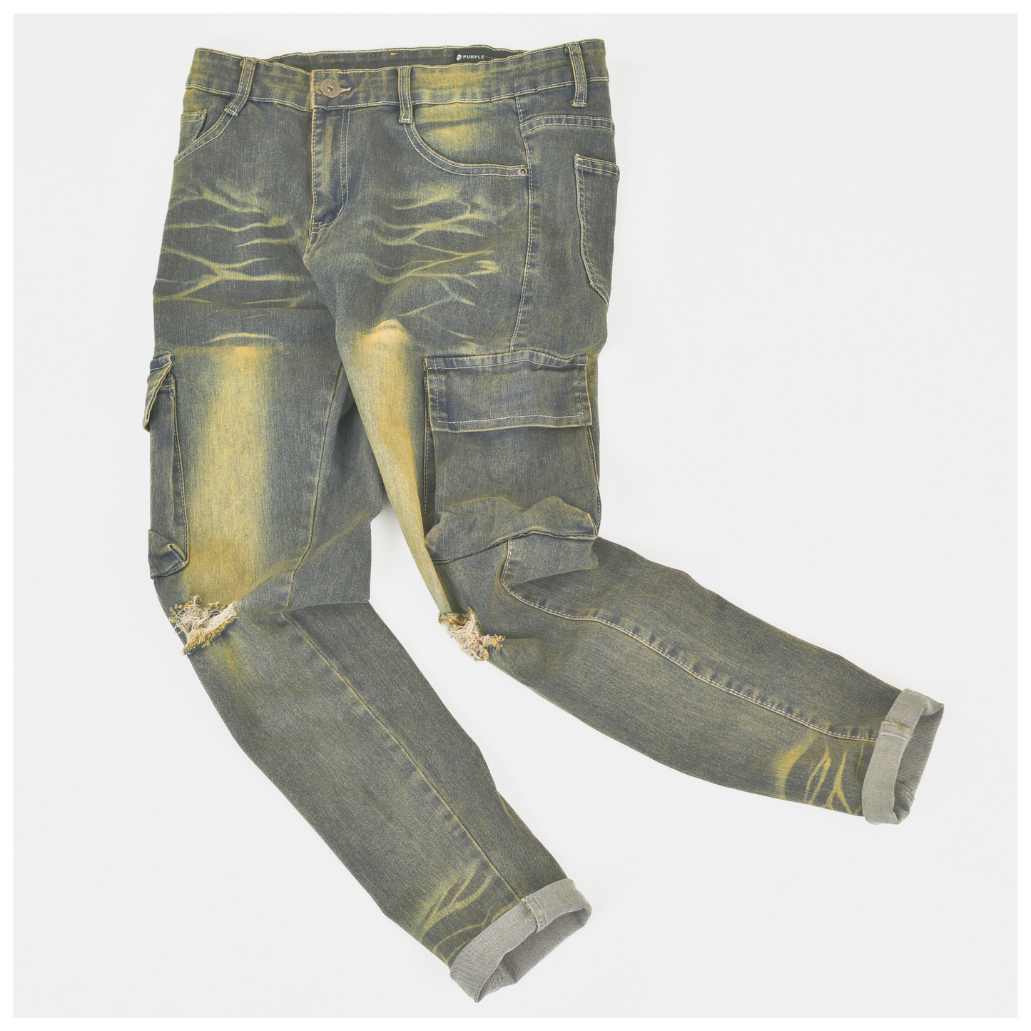 Rugged Fade Cargo Distressed Skinny Denim