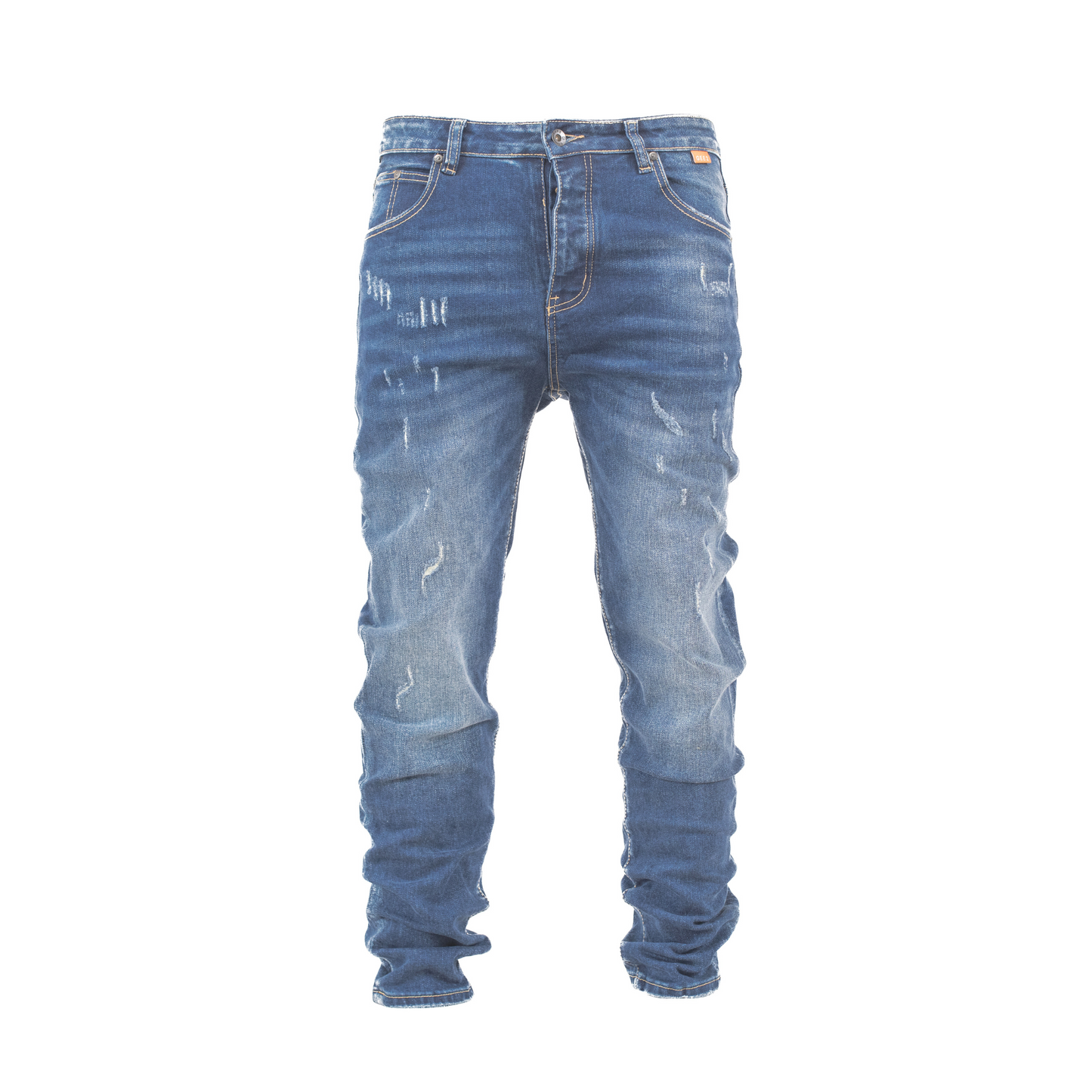 Indigo Edge Distressed Slim-Fit Denim
