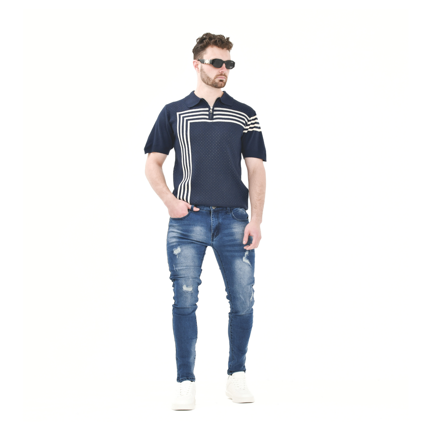 Ice Fade Distressed Skinny Denim