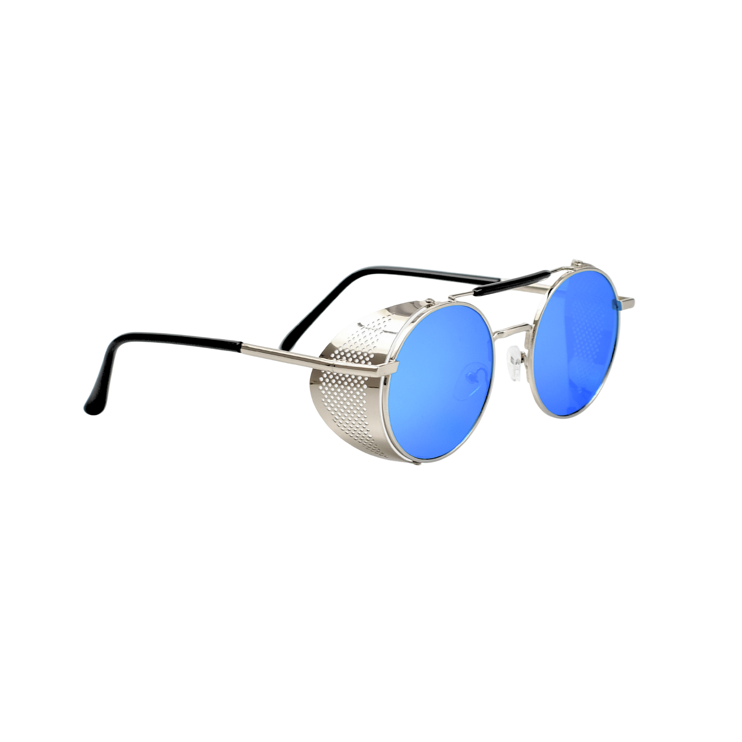 Retro Steampunk Side-Shield Round Sunglasses