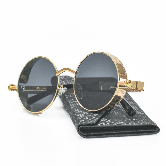 Round Metal Frame Sunglasses Men Women Retro Steampunk Sunglasses
