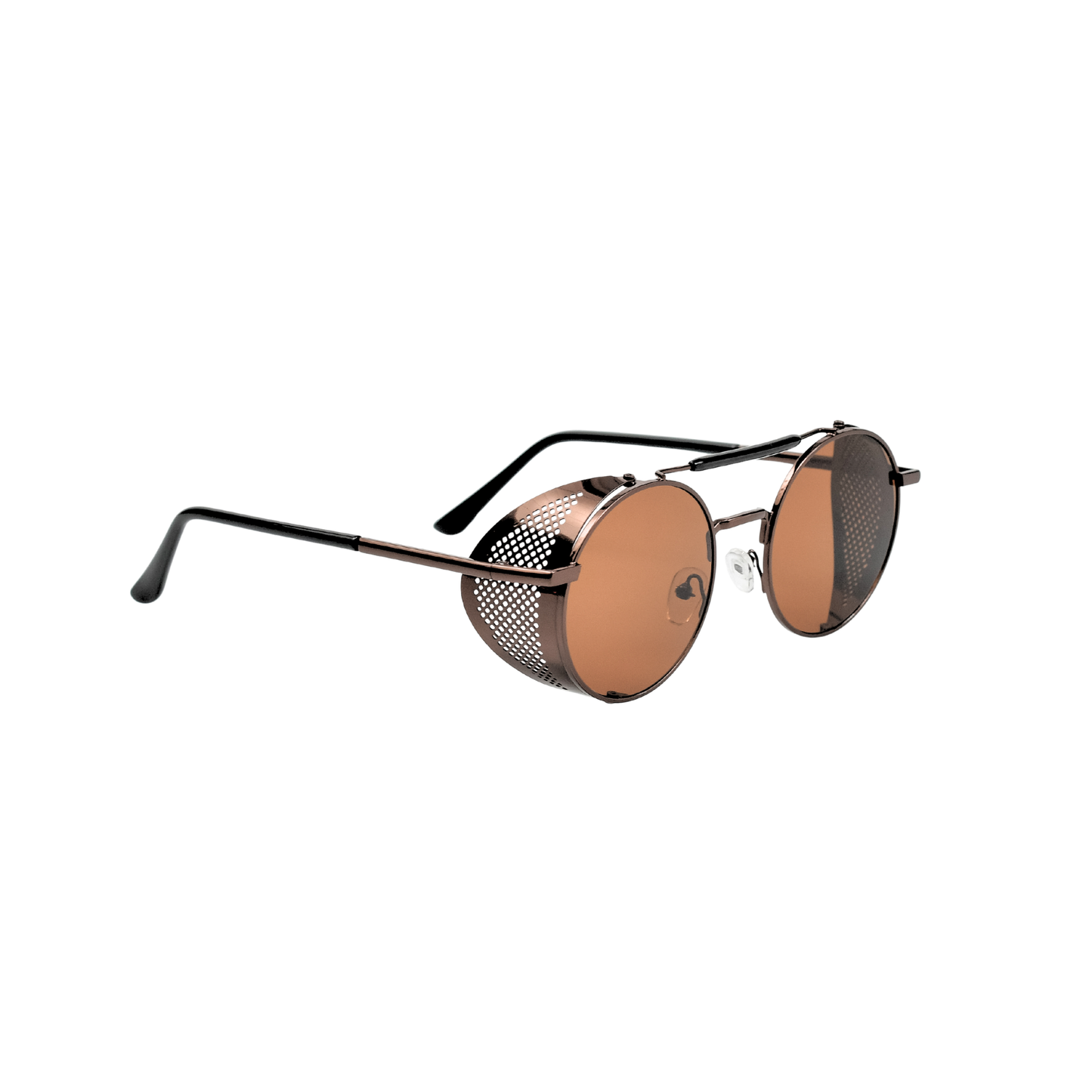 Retro Steampunk Side-Shield Round Sunglasses