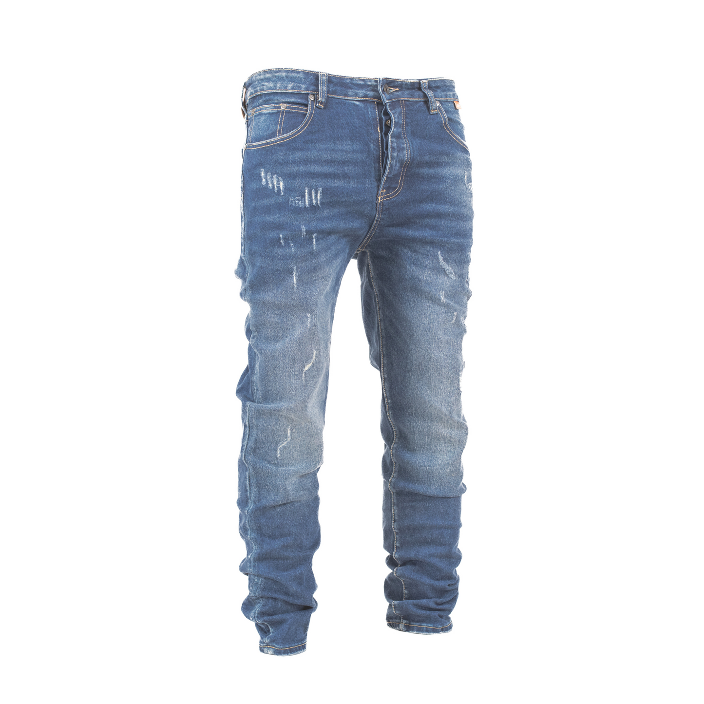 Indigo Edge Distressed Slim-Fit Denim