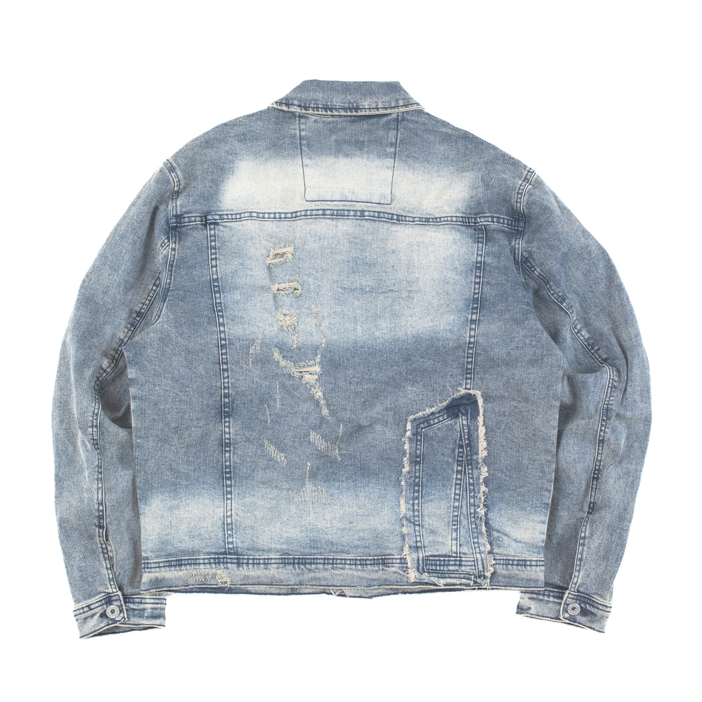 Urban Fade Distressed Patchwork Denim Jacket