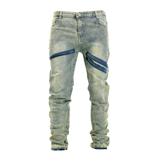 Men’s Acid Wash Moto-Zip Stacked Skinny Jean