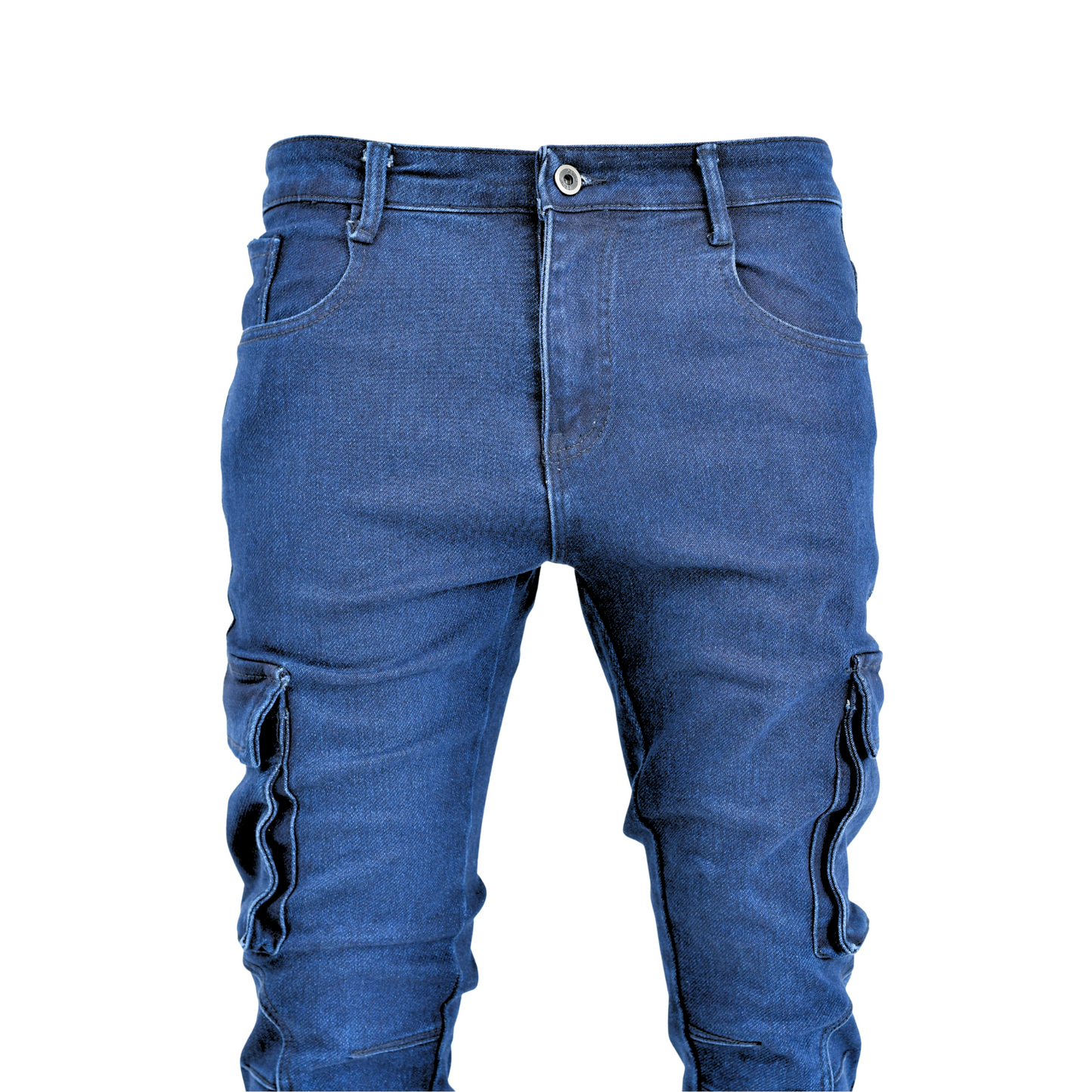 Men’s Deep Indigo Utility Slim Fit Cargo Jeans