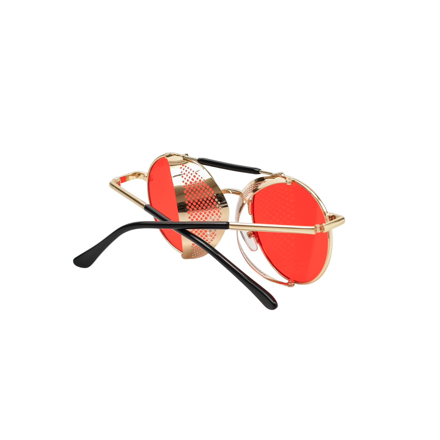 Retro Steampunk Side-Shield Round Sunglasses