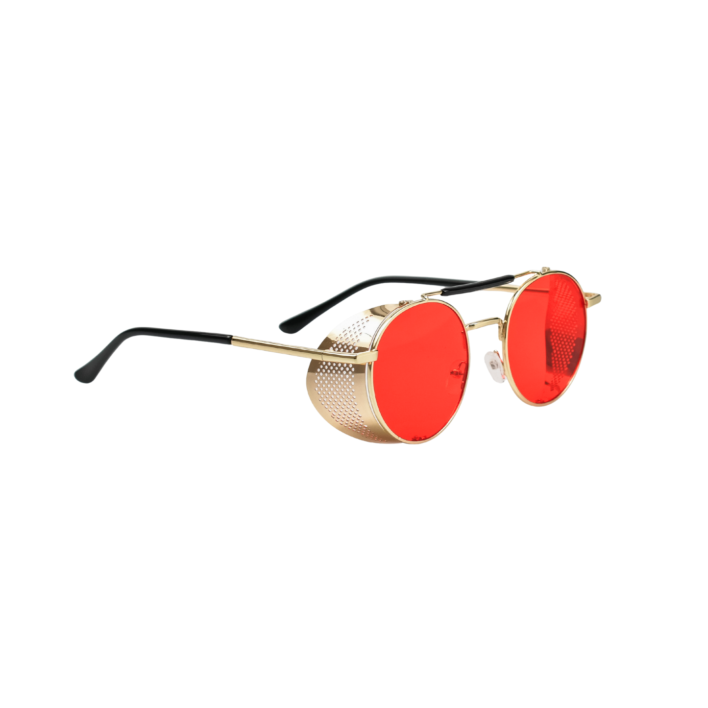 Retro Steampunk Side-Shield Round Sunglasses