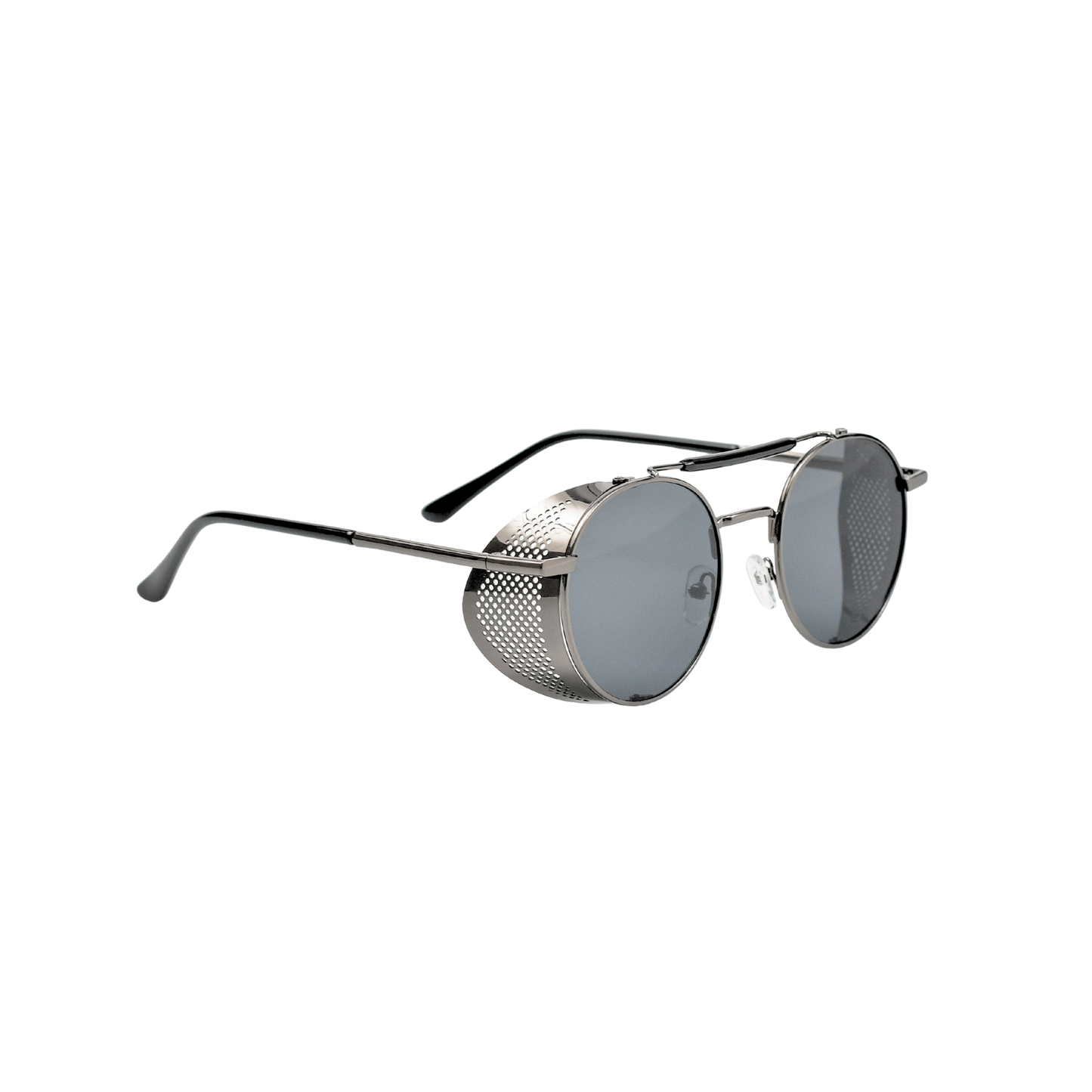 Retro Steampunk Side-Shield Round Sunglasses