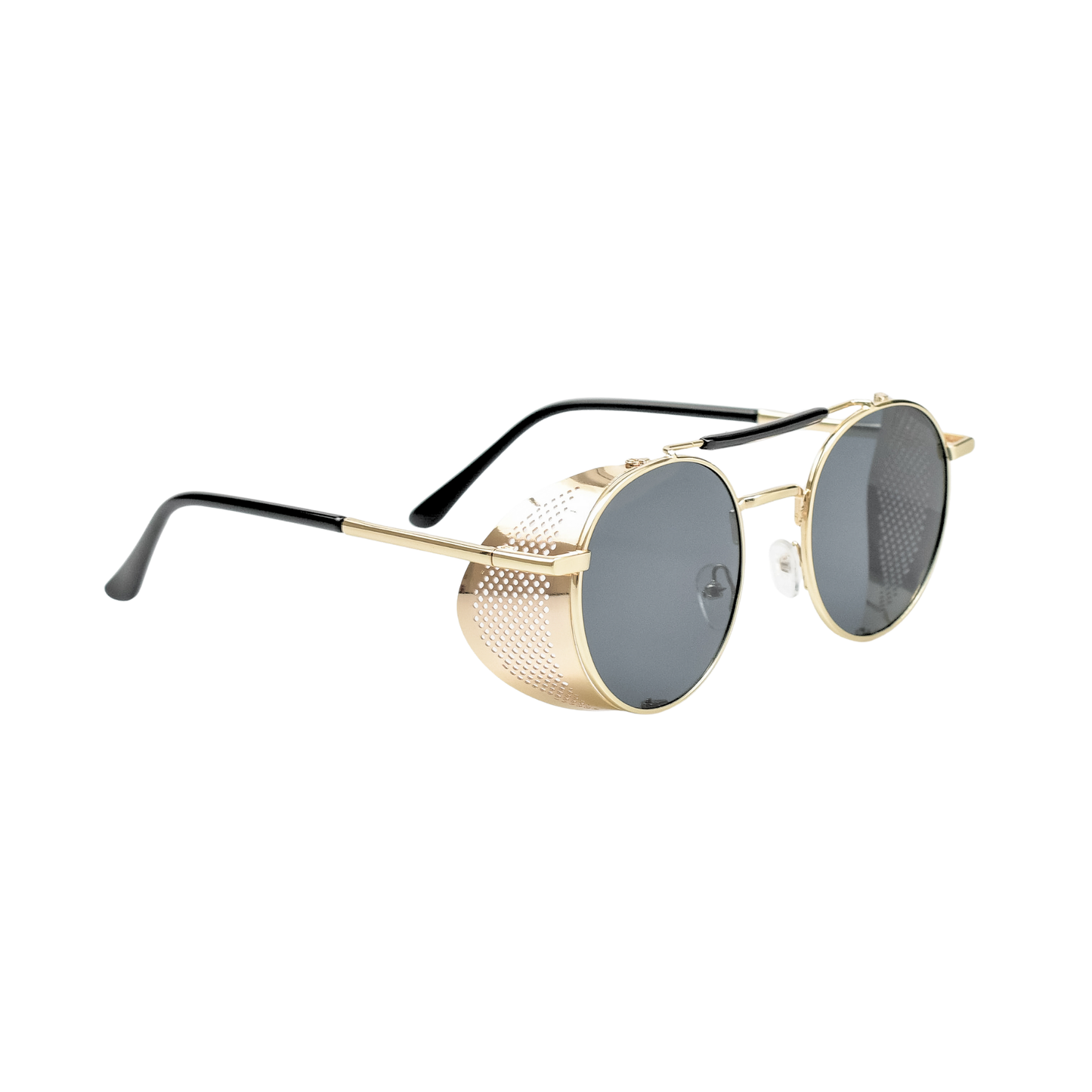 Retro Steampunk Side-Shield Round Sunglasses