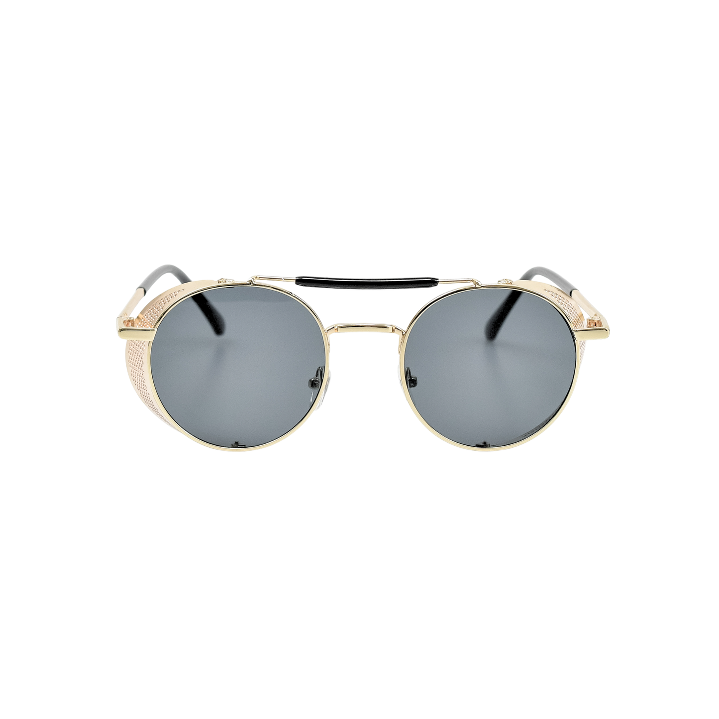 Retro Steampunk Side-Shield Round Sunglasses