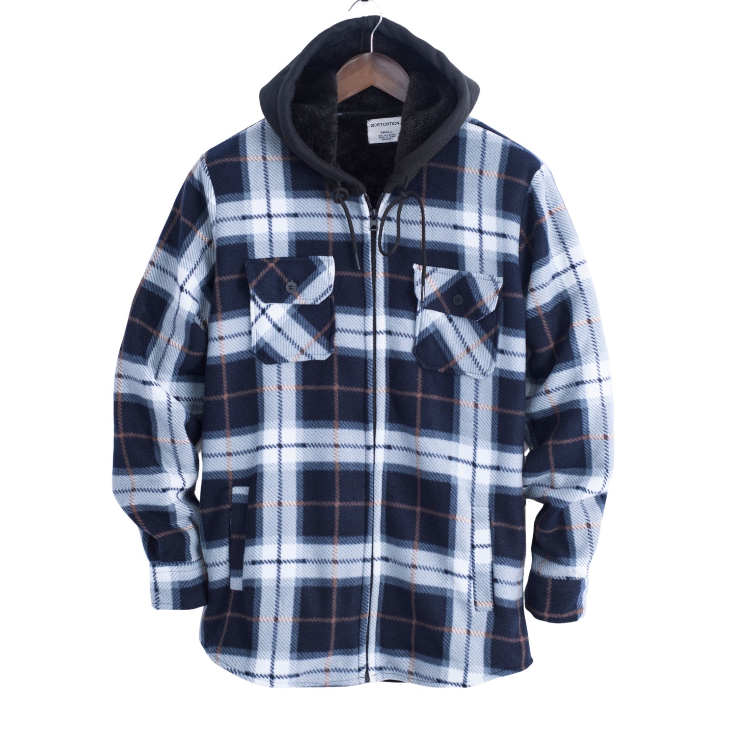 Distortion Men’s Hooded Long Sleeve Thickened Shirt