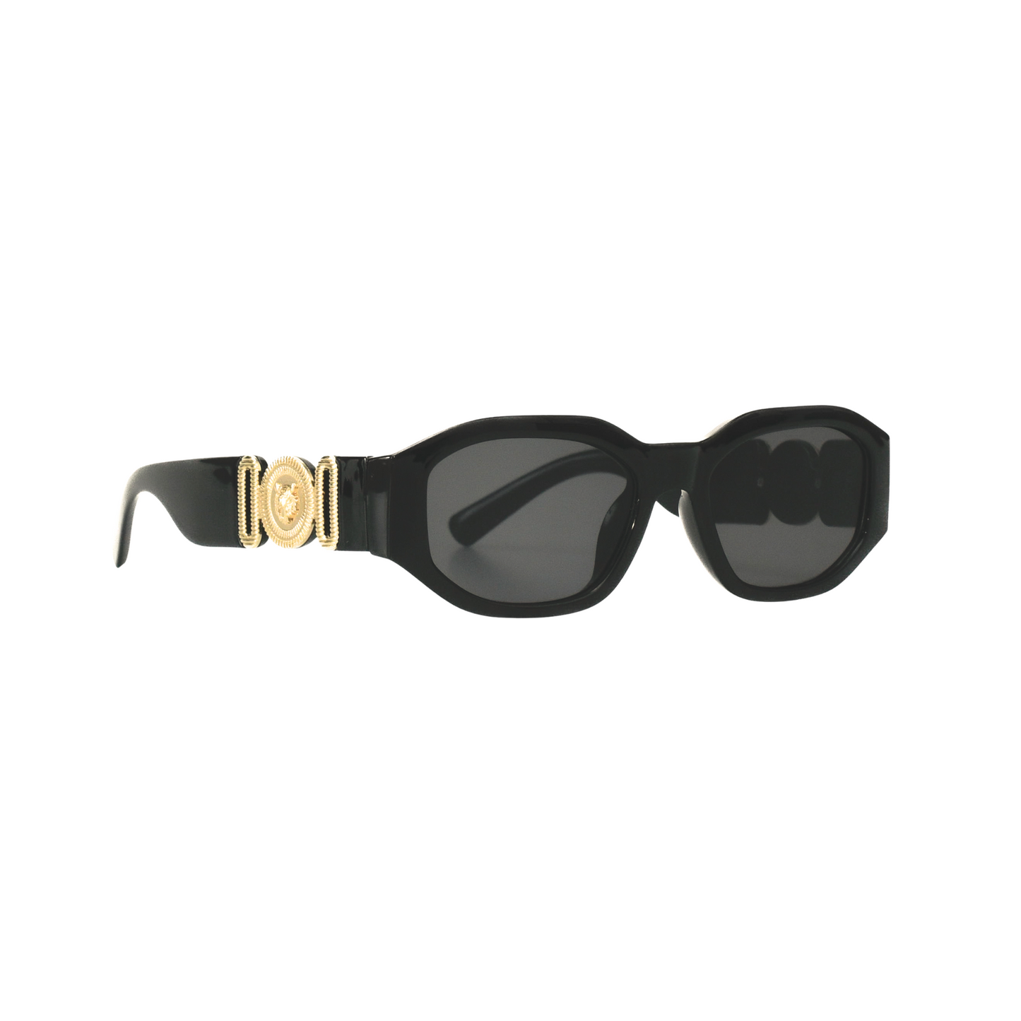 Luxe Medallion Retro Black Sunglasses