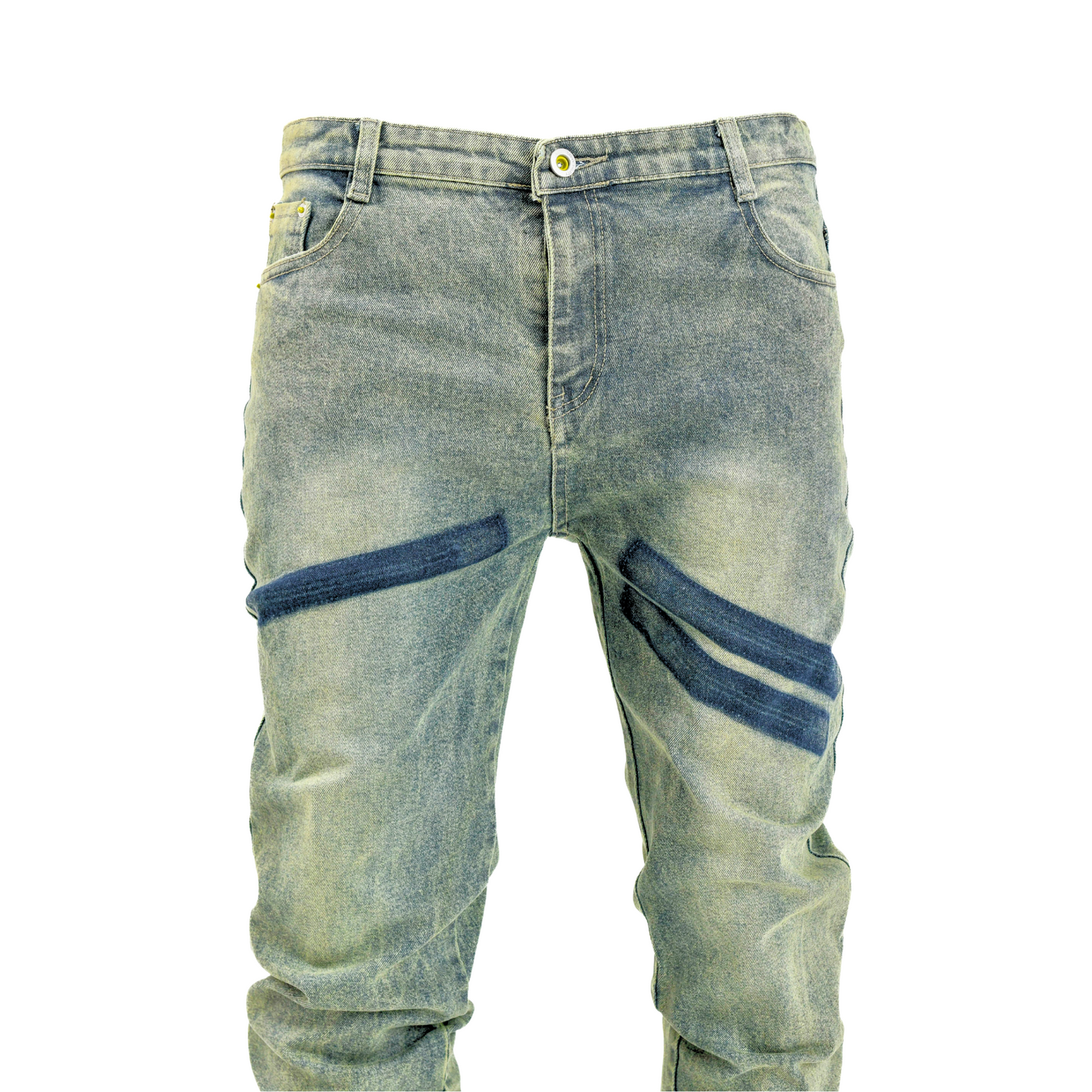 Men’s Acid Wash Moto-Zip Stacked Skinny Jean