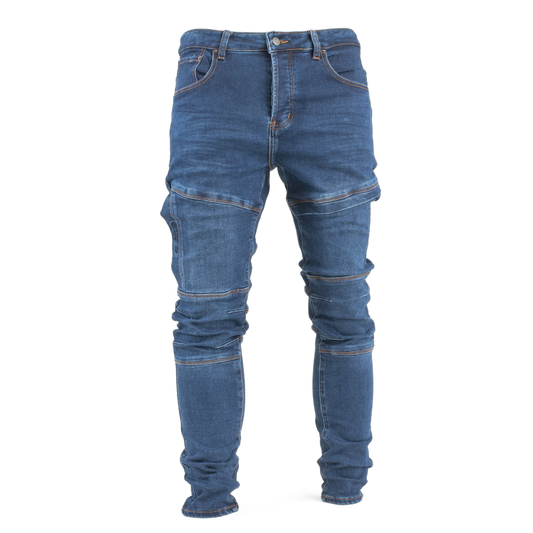 Blue Matrix Panel Skinny Denim