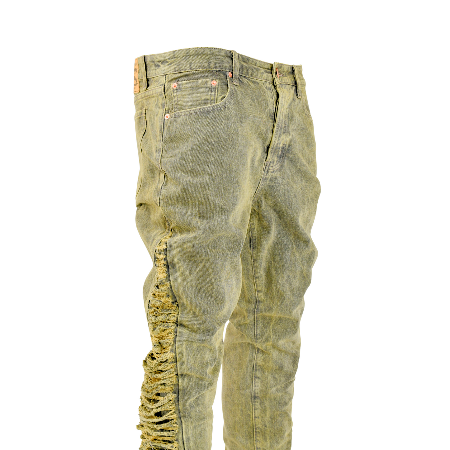 Olive Edge Shredded Side Denim