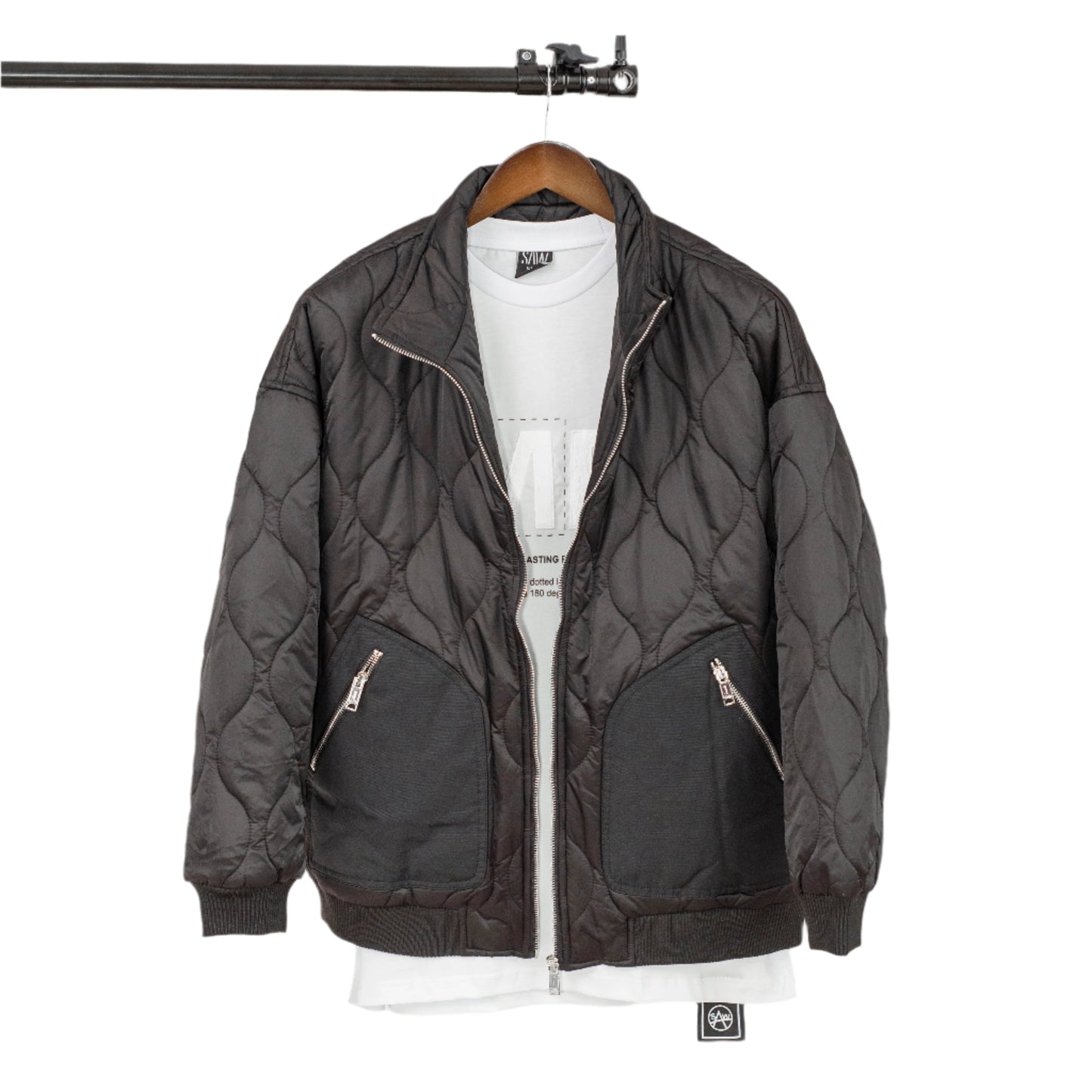 Unisex Bomber Varsity Diamond Quilted Full Zip Jacket.