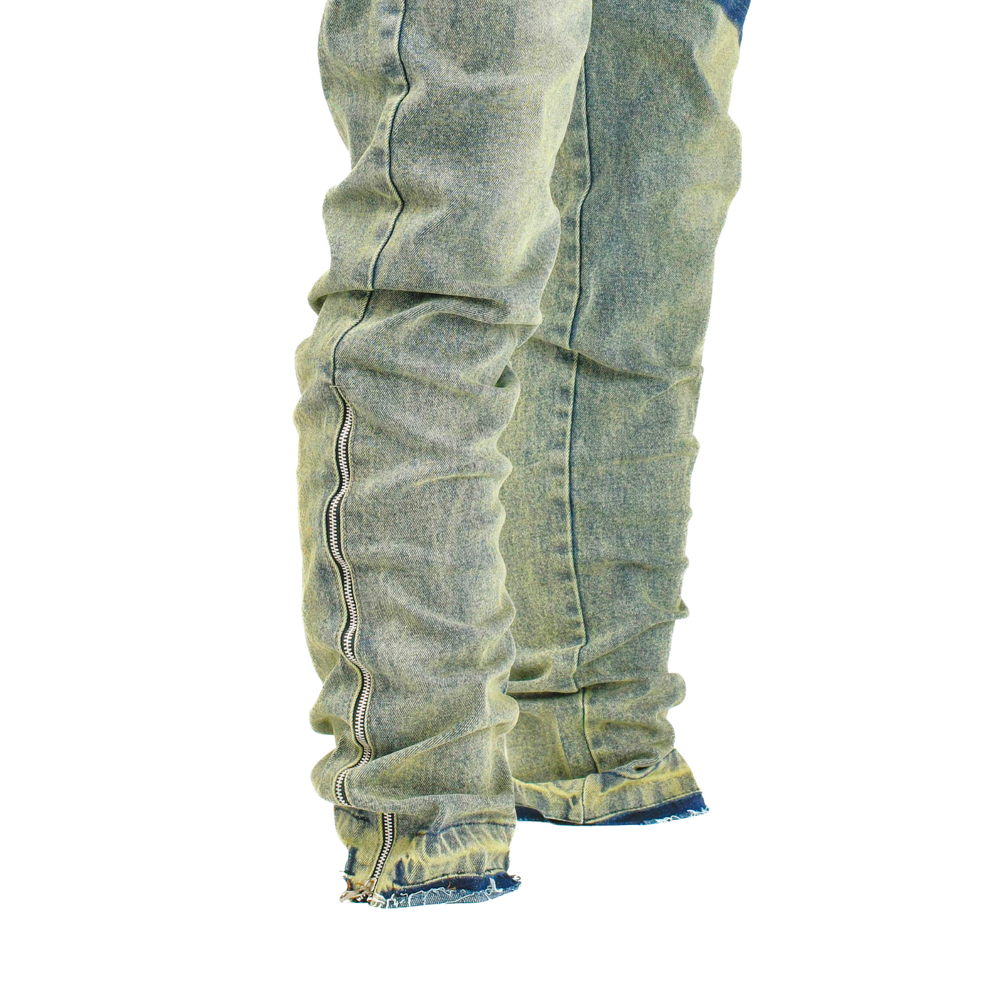 Men’s Acid Wash Moto-Zip Stacked Skinny Jean
