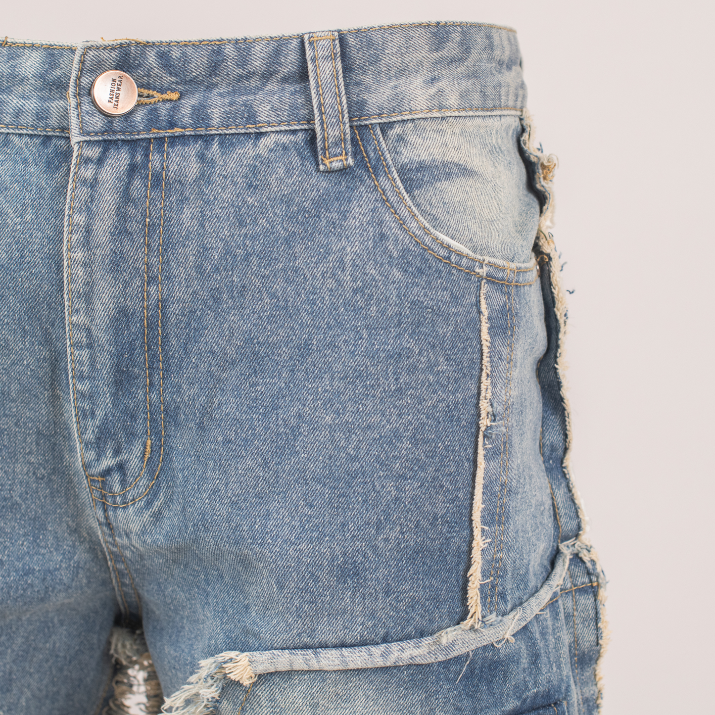 Men’s Raw Edge Multi-Pocket Utility Denim Jeans