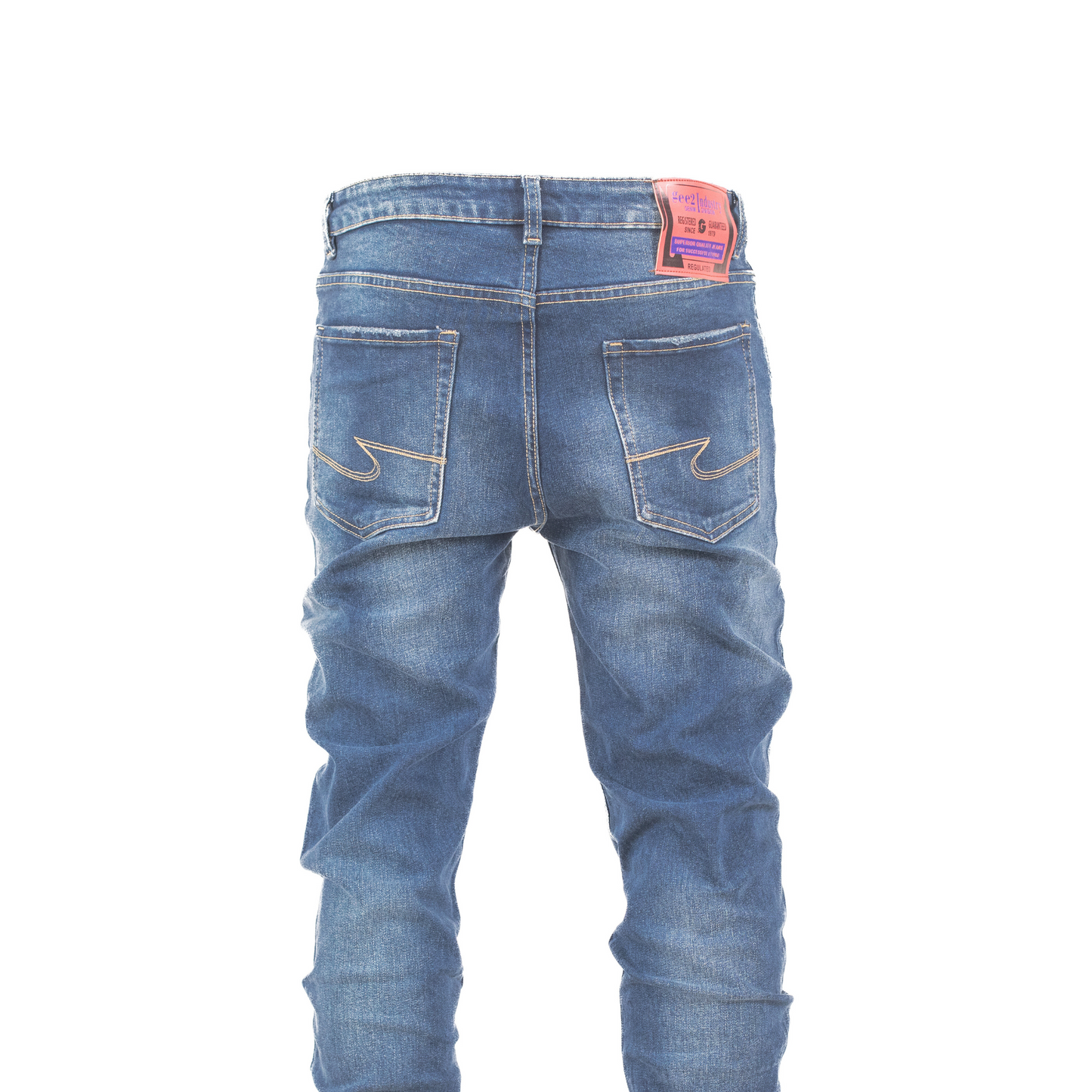 Indigo Edge Distressed Slim-Fit Denim