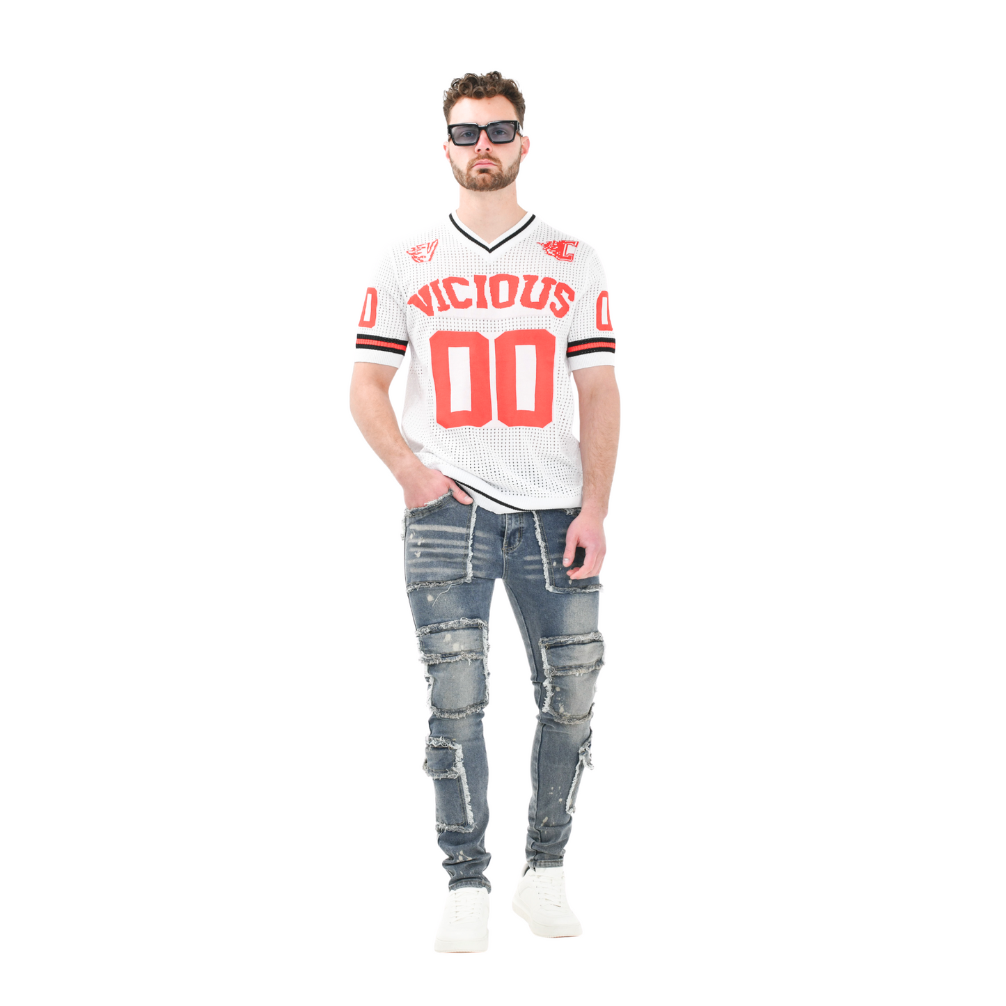 Torn Tactics Multi-Patch Distressed Jean