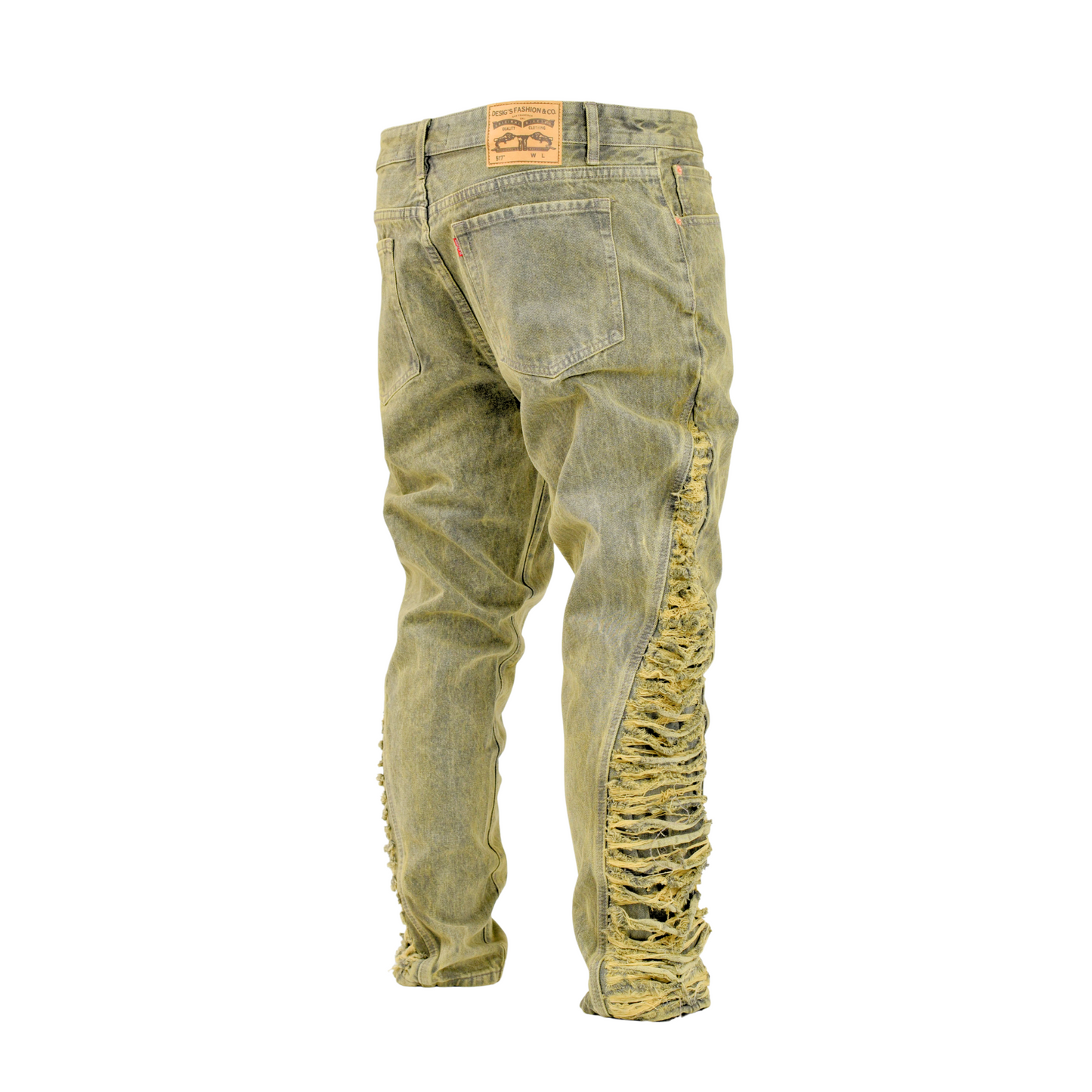 Olive Edge Shredded Side Denim