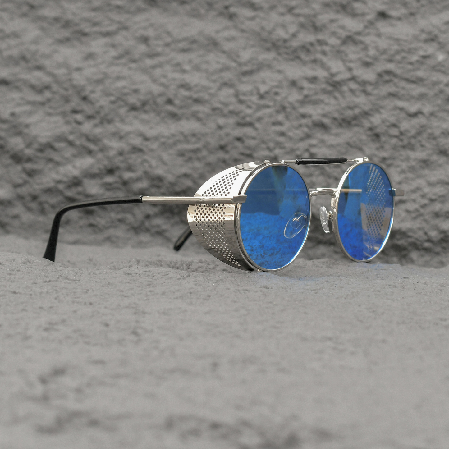 Retro Steampunk Side-Shield Round Sunglasses