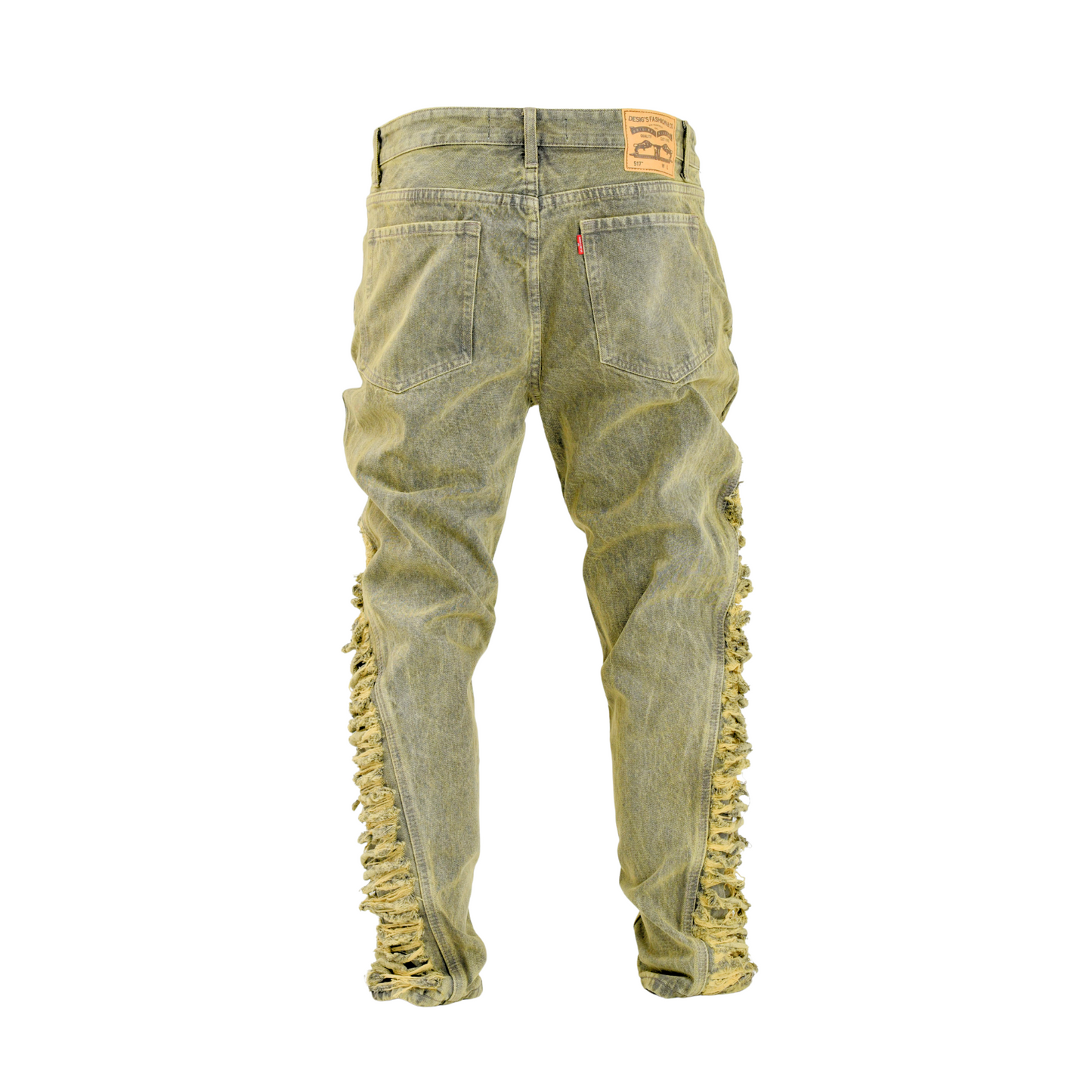 Olive Edge Shredded Side Denim