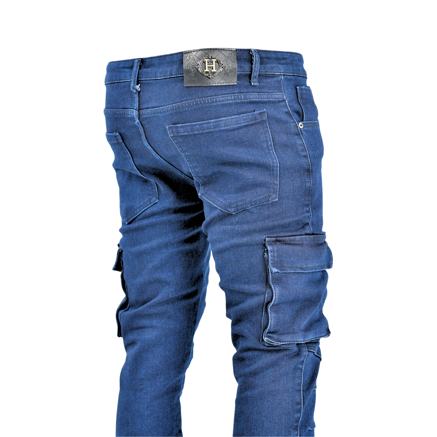 Men’s Deep Indigo Utility Slim Fit Cargo Jeans