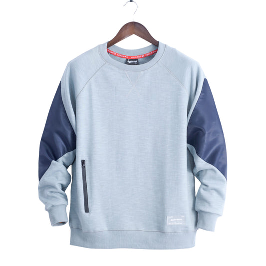 Men’s Crew Neck Solid Color Zip Pocket Sweatshirt.