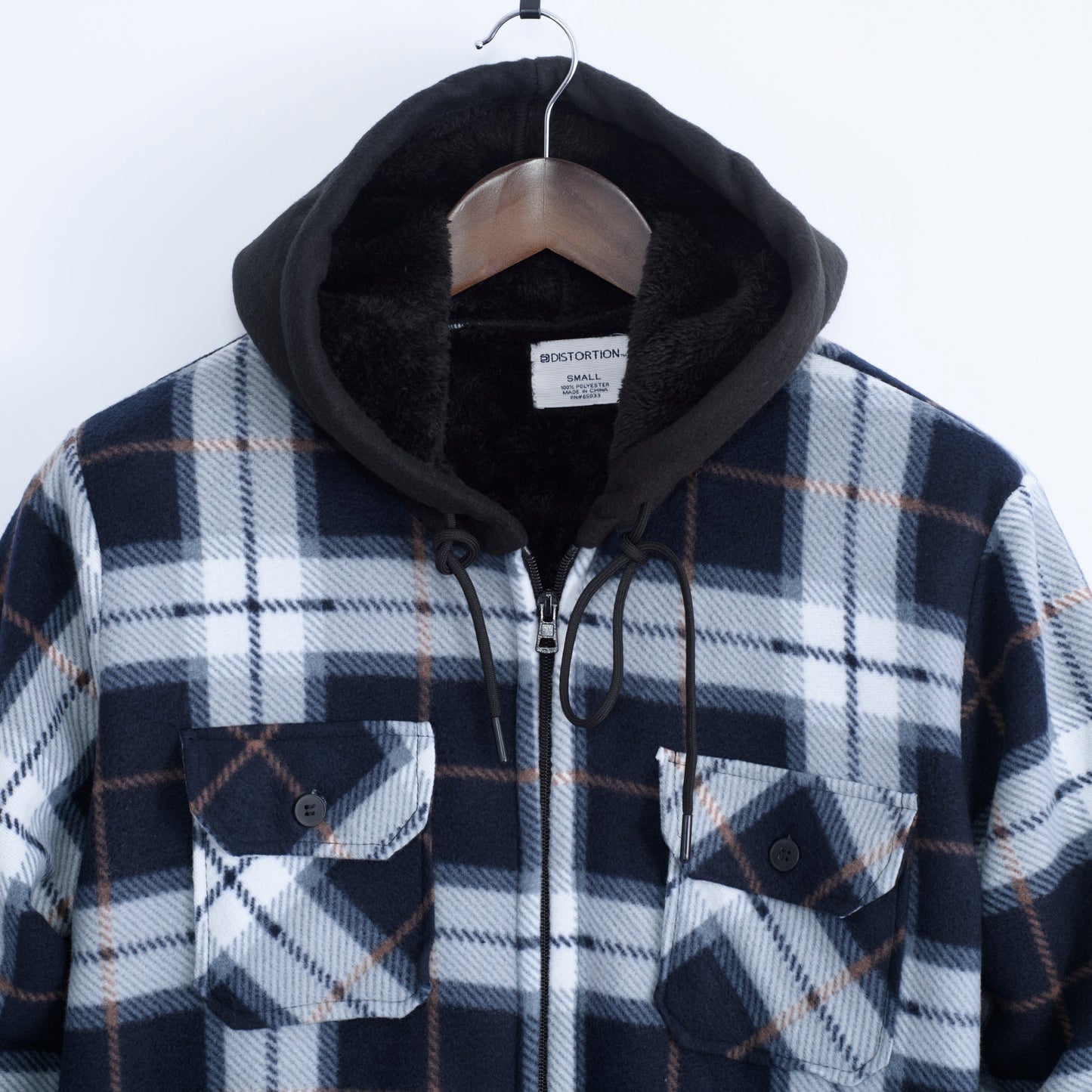 Distortion Men’s Hooded Long Sleeve Thickened Shirt