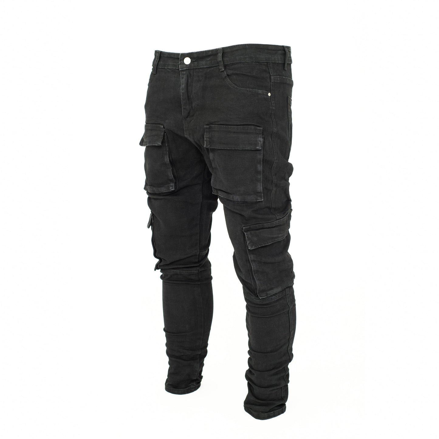 Men’s Multi Pocket Cargo Style Skinny Fit Denim Jeans.