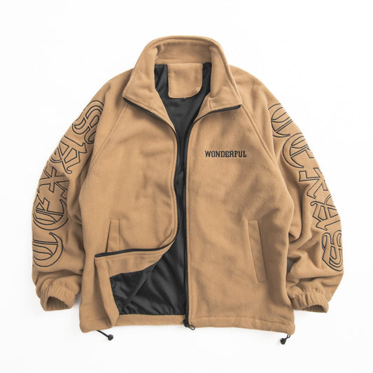 Men’s Retro Letter Embroidered Full Zip Fleece Jacket.