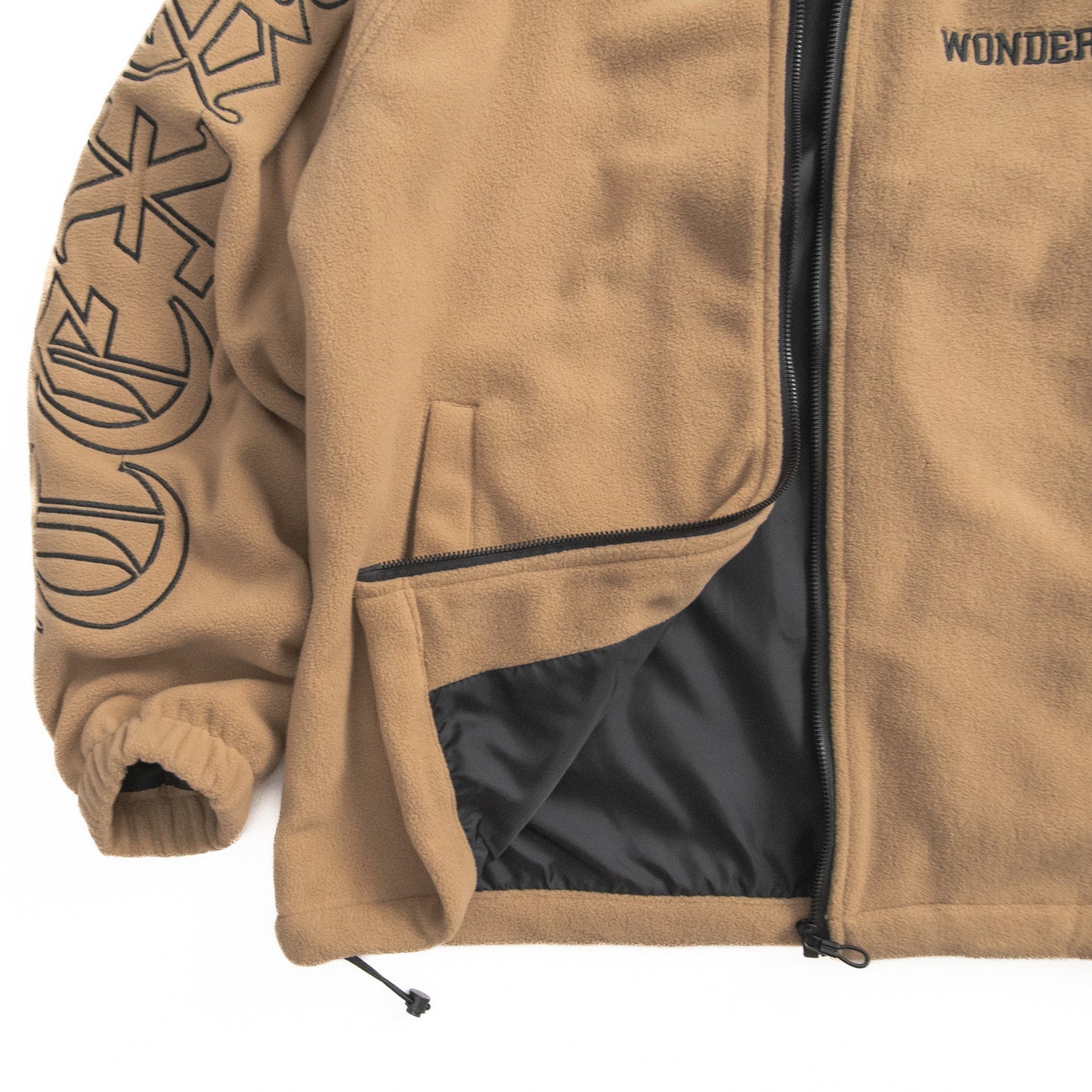 Men’s Retro Letter Embroidered Full Zip Fleece Jacket.