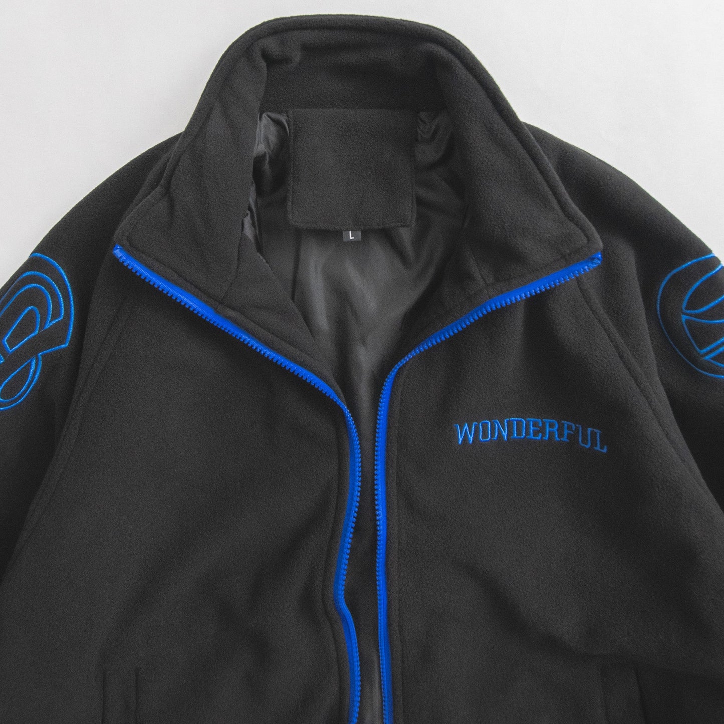 Men’s Retro Letter Embroidered Full Zip Fleece Jacket.