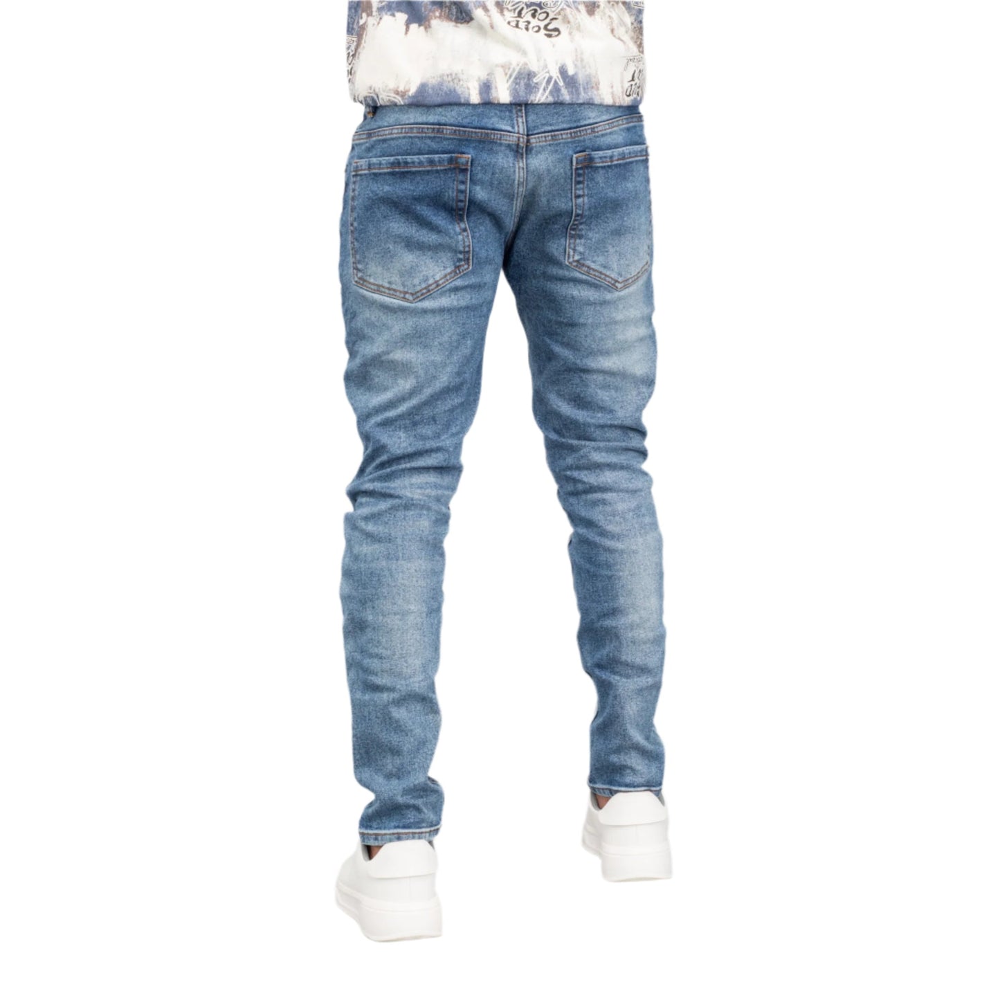 LANNIU Edge Distressed Slim-Fit Denim